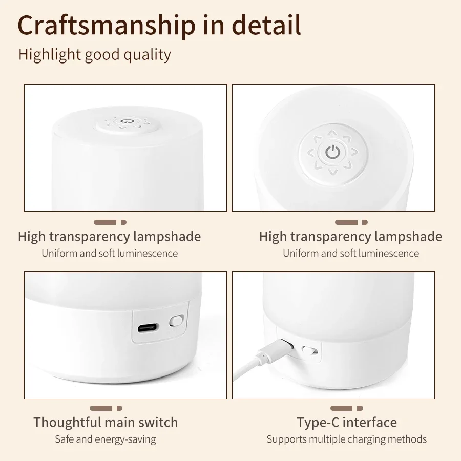 Dimmable LED Bedside Lamp – Touch Control Rechargeable Night Light for Bedroom Use - Image 6