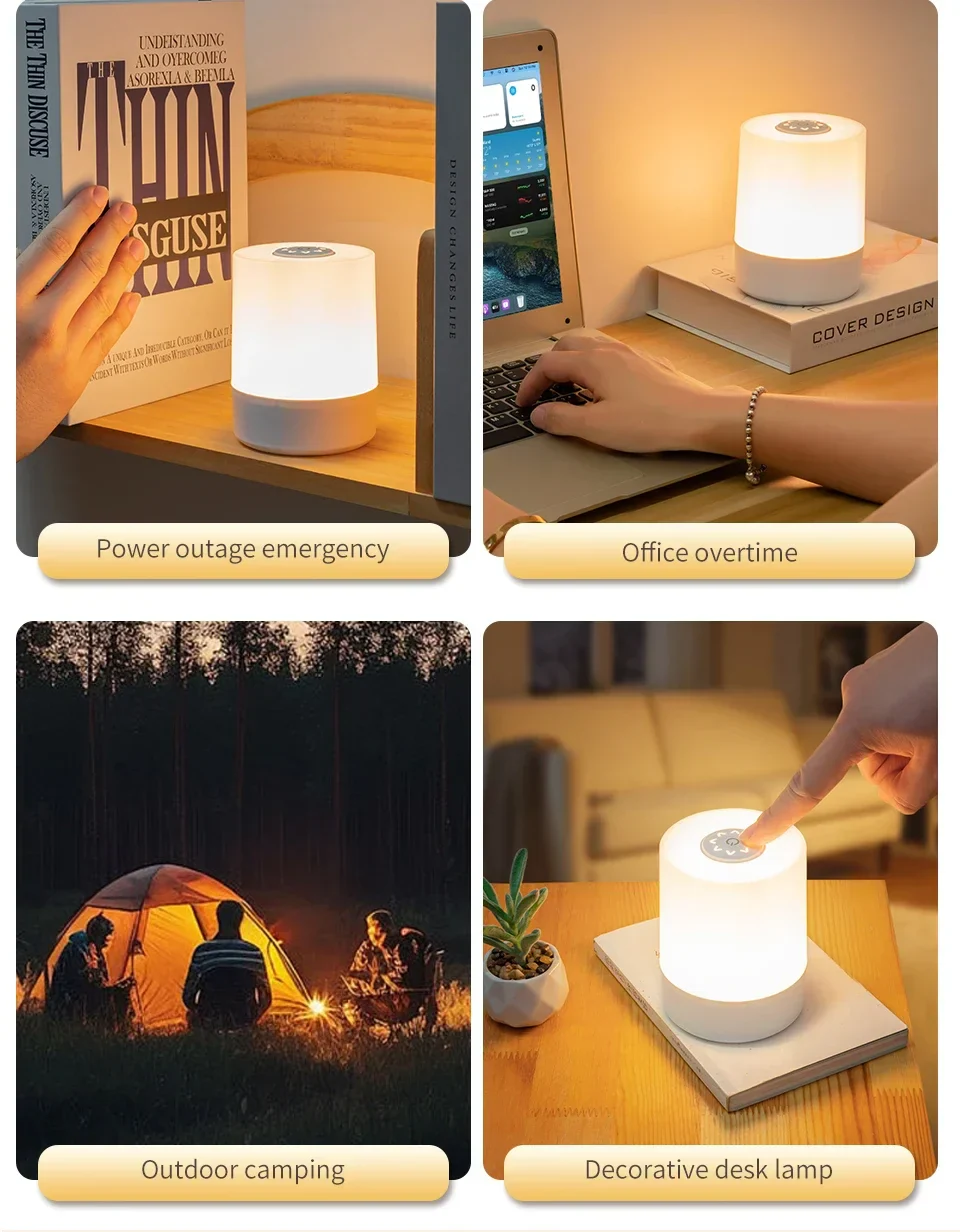 Dimmable LED Bedside Lamp – Touch Control Rechargeable Night Light for Bedroom Use - Image 7