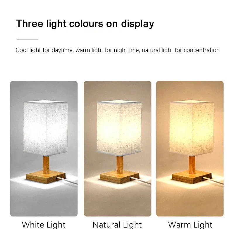 Dimmable LED Bedside Table Lamp Chinese Fabric Shade USB Night Light for Bedroom - Image 6