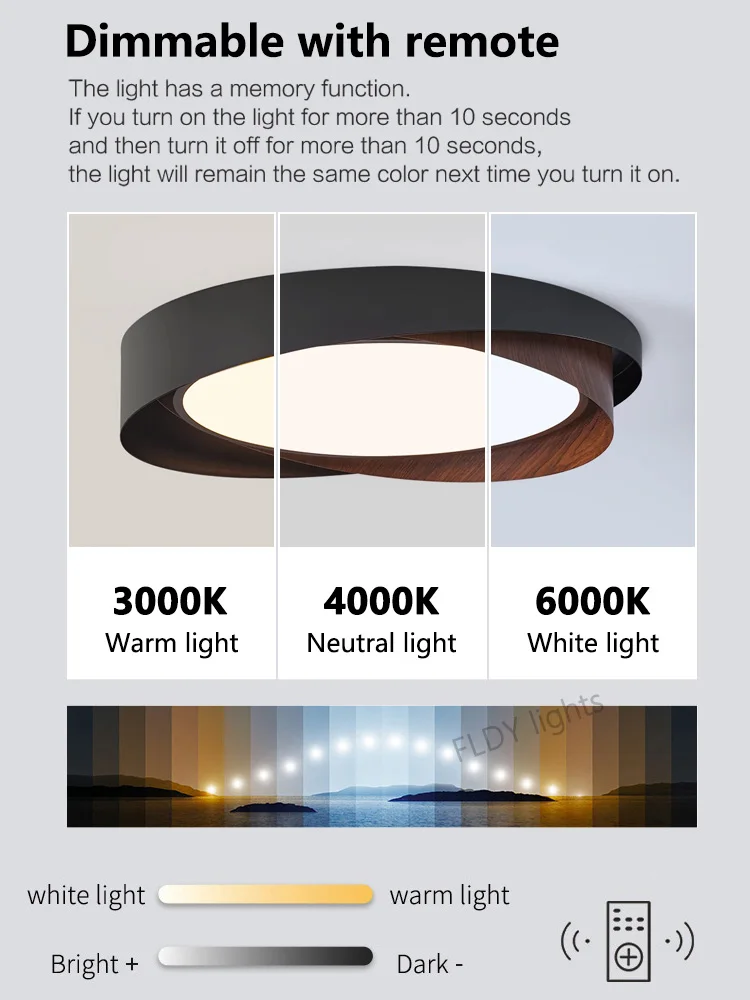 Dimmable LED Chandelier Circular Ceiling Light Eye Protection for Living Room - Image 4