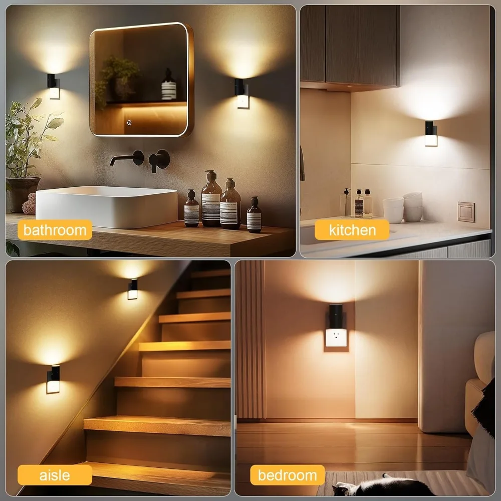 Dimmable LED Night Light with Sensor 1/2/4Pack Plug-In Wall Light for Bedroom - Image 2