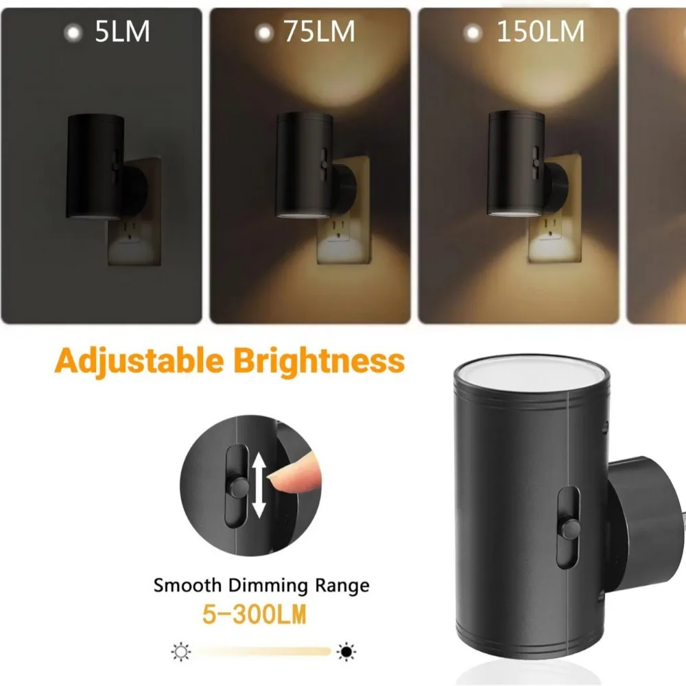 Dimmable LED Night Light with Sensor 1/2/4Pack Plug-In Wall Light for Bedroom - Image 4