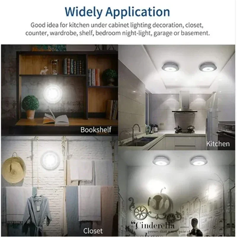 Dimmable LED Under Cabinet Light Remote Battery Operated Closet Night Lamp - Image 2