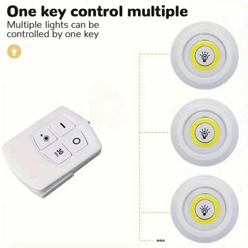 Dimmable LED Under Cabinet Light Remote Battery Operated Closet Night Lamp - Image 4