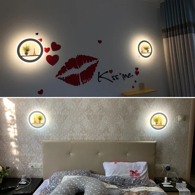 Dimmable LED Wall Light Remote Control Modern Bedroom Living Room AC90-220V - Image 5