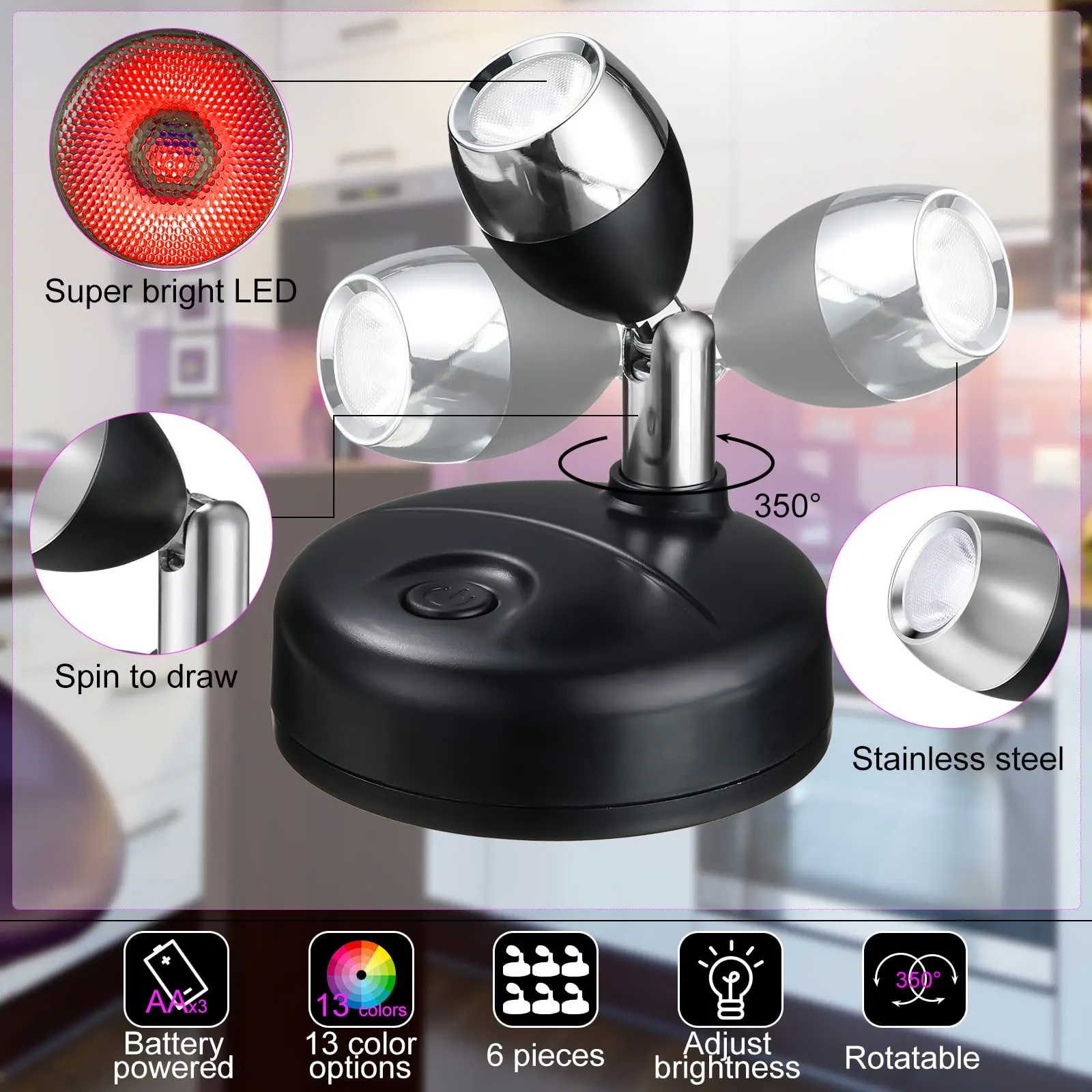 Dimmable LED Wall Sconce Remote Control 360° Rotating Bedroom Hallway Light - Image 2