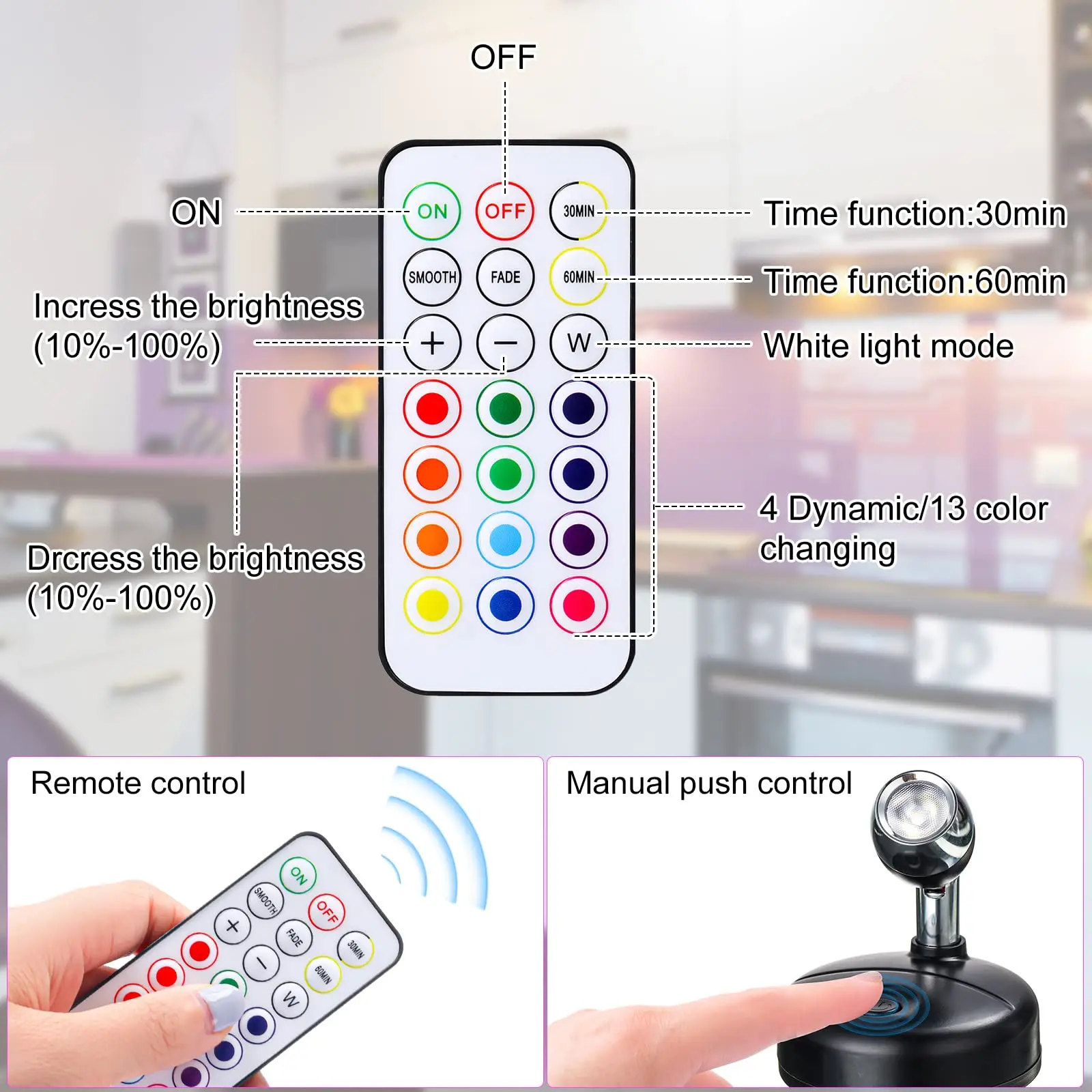 Dimmable LED Wall Sconce Remote Control 360° Rotating Bedroom Hallway Light - Image 4