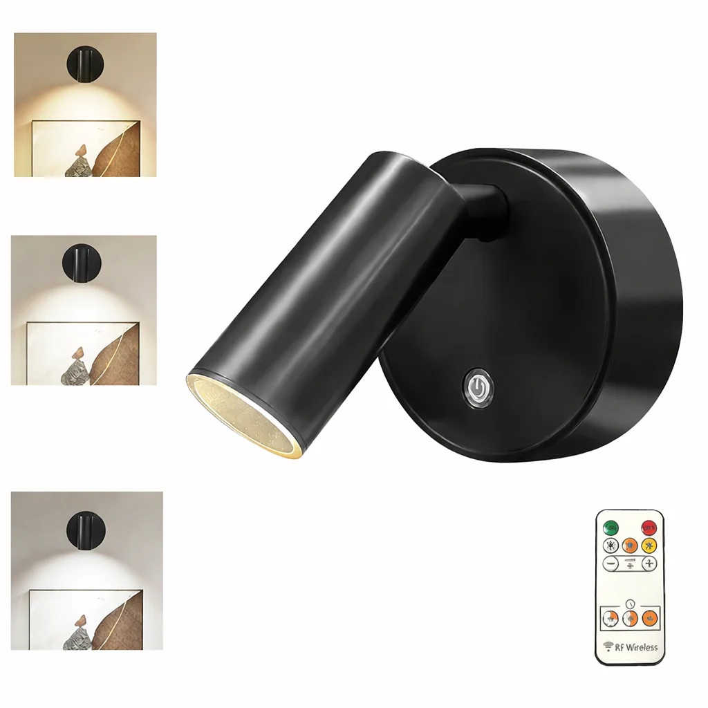 Dimmable LED Wall Sconce Remote Control 360° Rotating Bedroom Hallway Light - Image 8