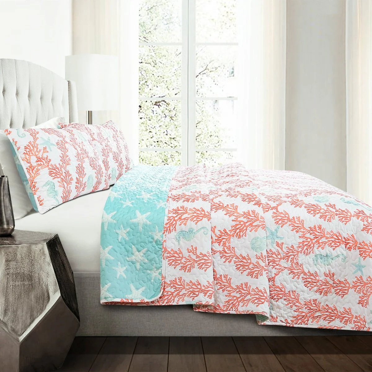 Dina Coral Quilt 3 Piece Set - Image 2