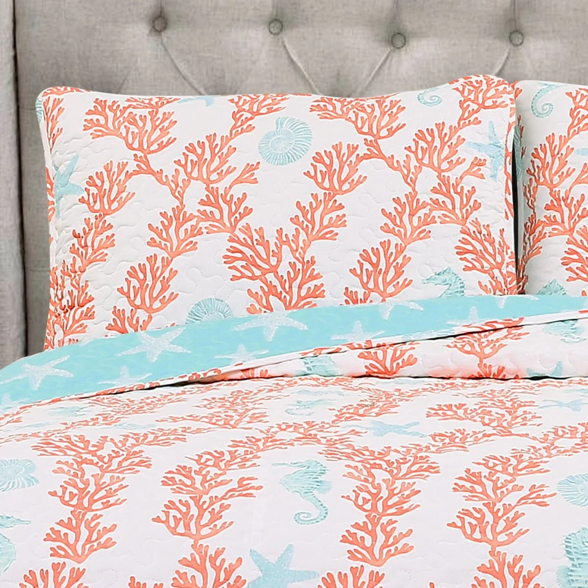Dina Coral Quilt 3 Piece Set - Image 3