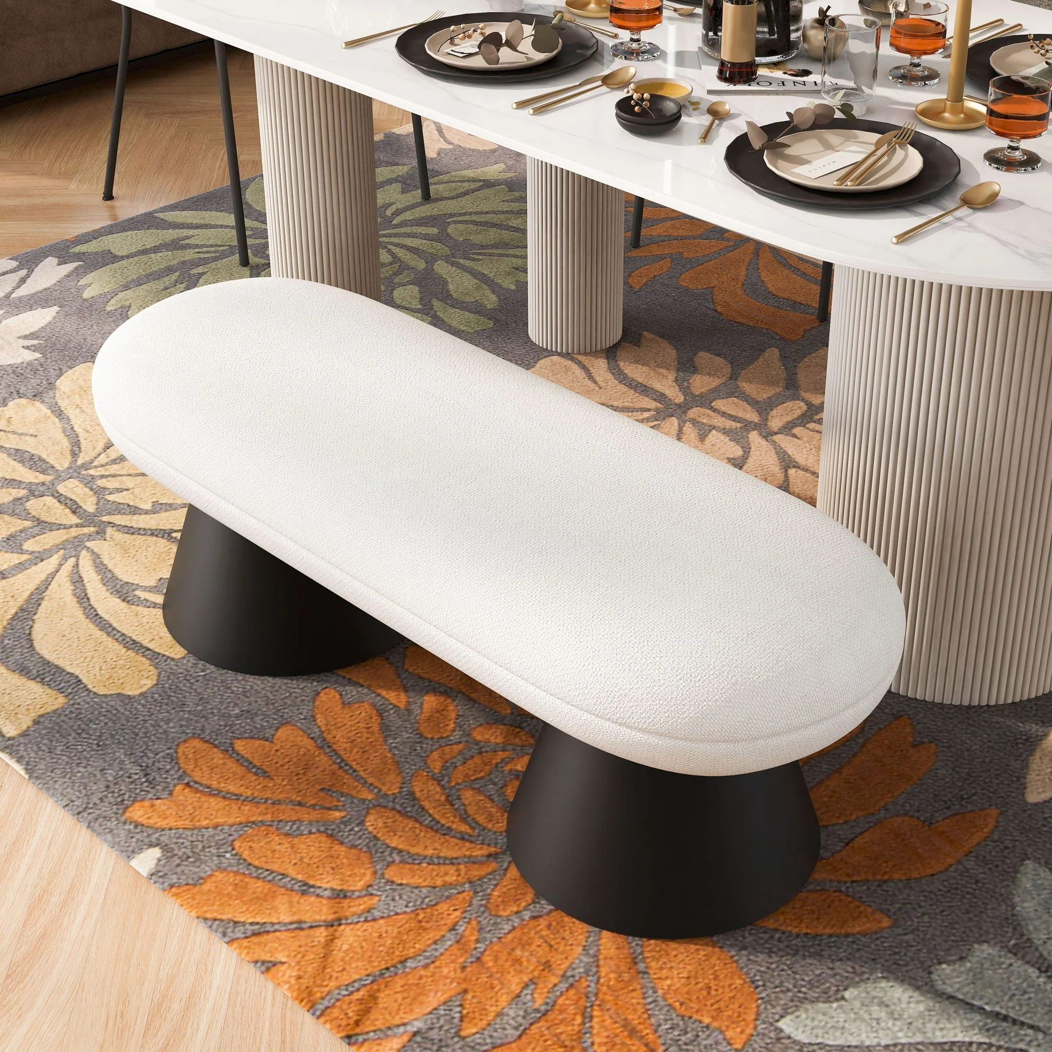 Dining Bench Upholstered For Dining Room - Beige - Image 4