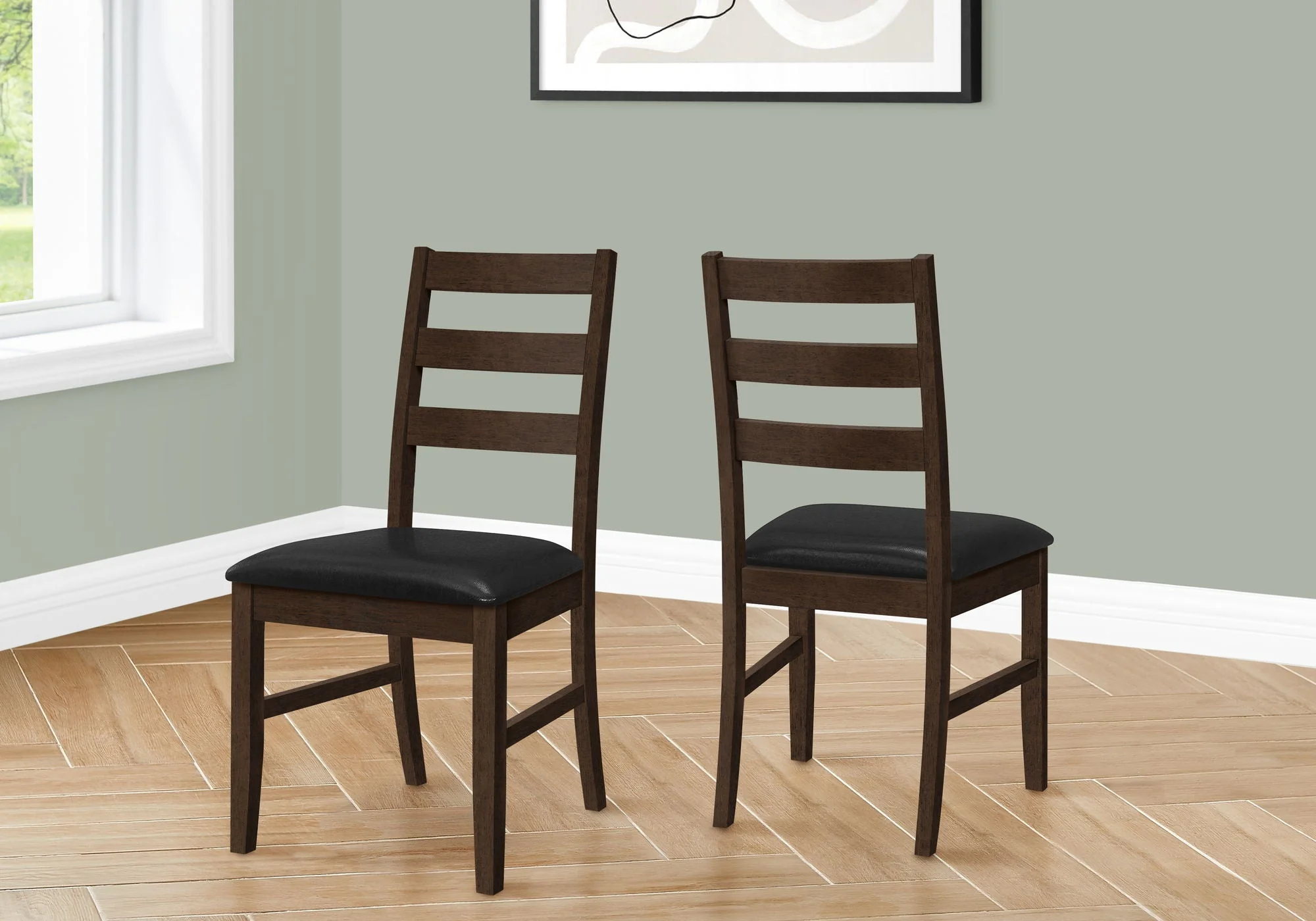 Dining Chair, Dining Room, Side, Upholstered, Transitional (Set of 2) - Black - Image 4