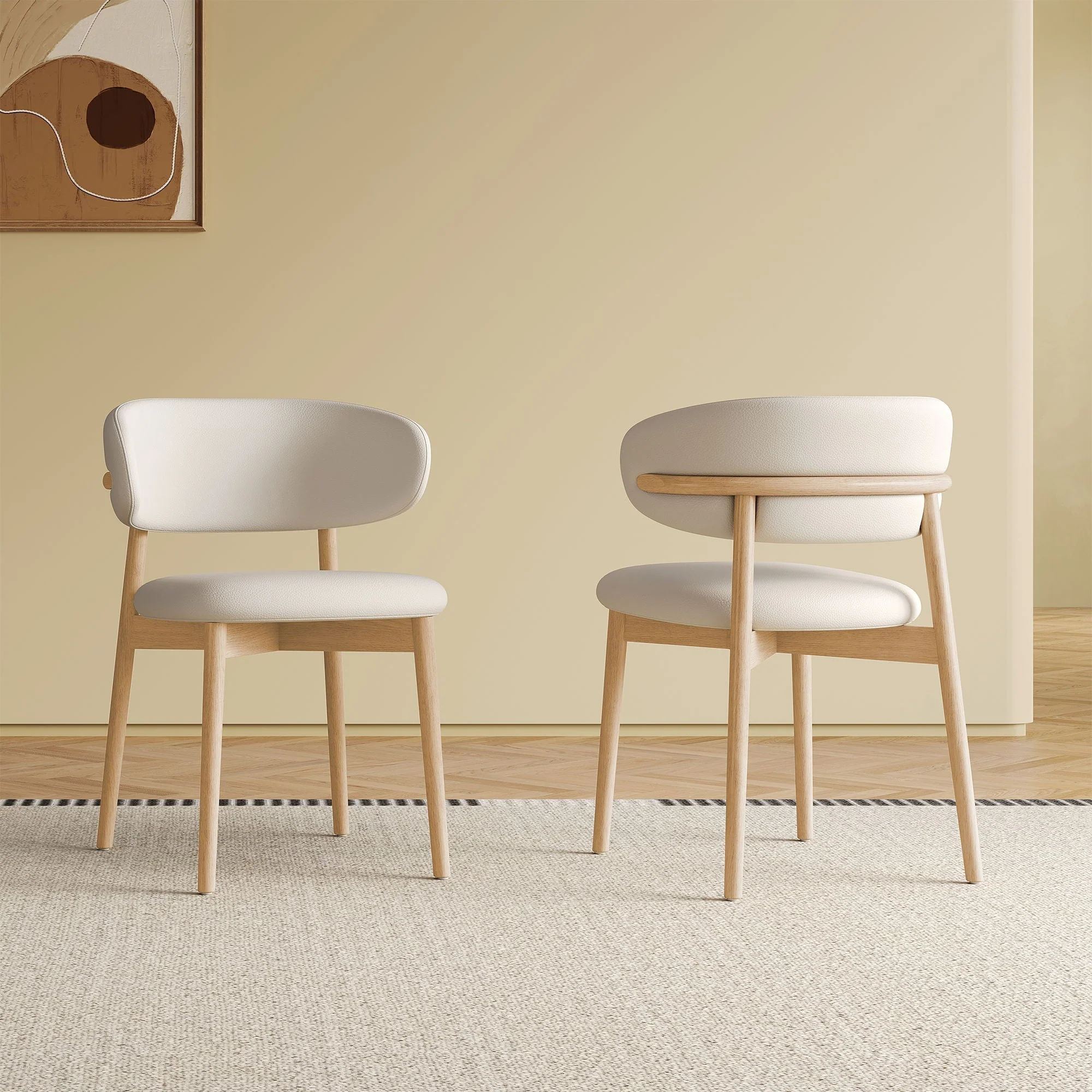 Dining Chair Set of 2 for Dining Room and Kitchen - White - Image 3