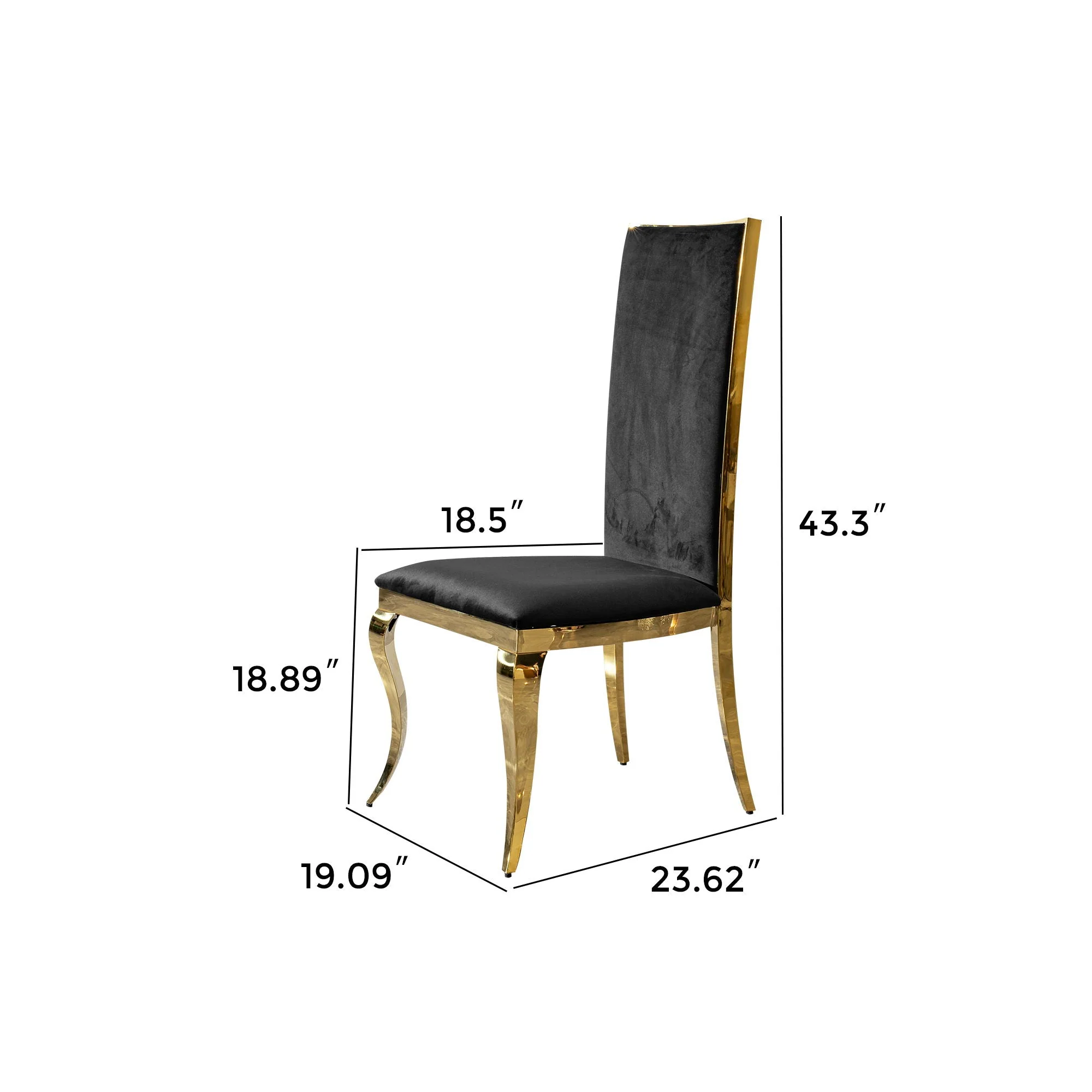 Dining Chair (Set of 2) With Unique Backrest Stainless Steel Legs - Gold - Image 2