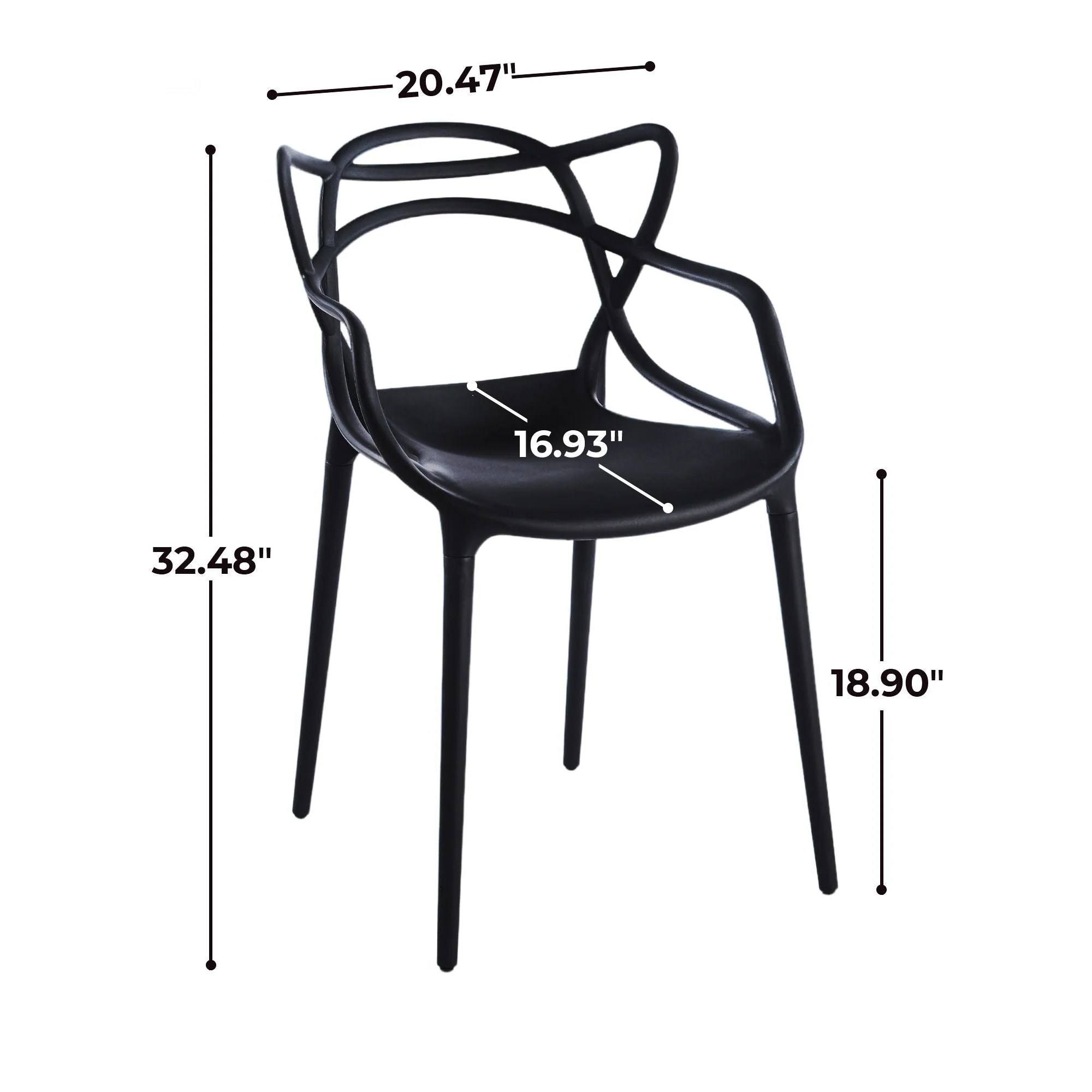 Dining Chair (Set of 4) - Black - Plastic - Image 2