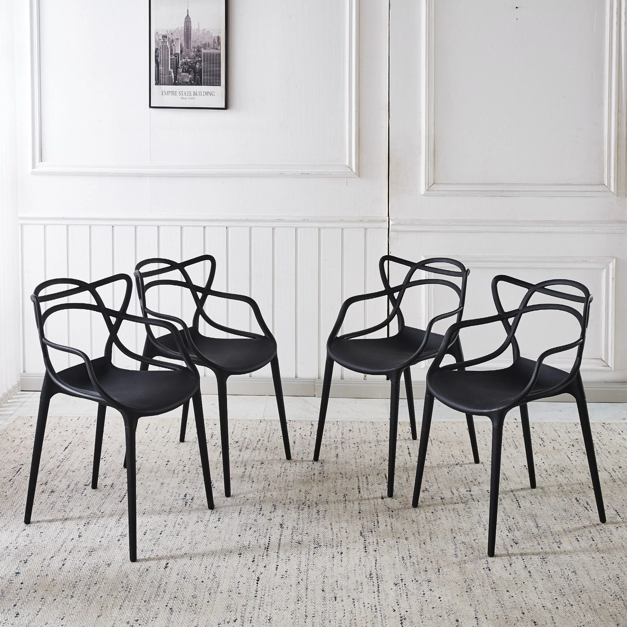 Dining Chair (Set of 4) - Black - Plastic - Image 3