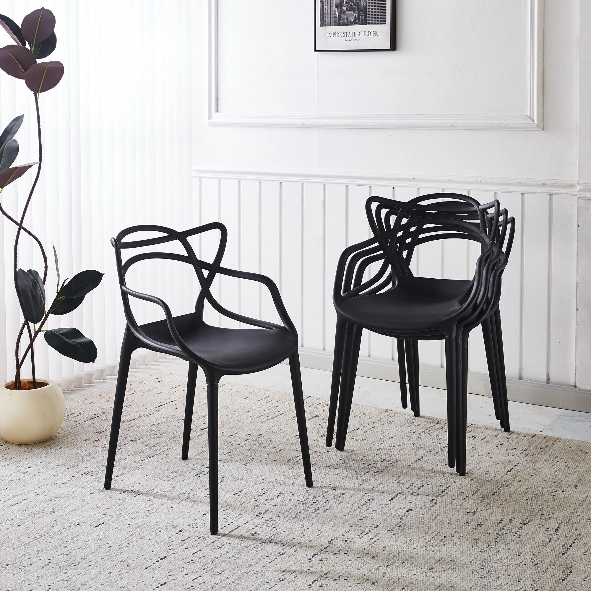Dining Chair (Set of 4) - Black - Plastic - Image 4