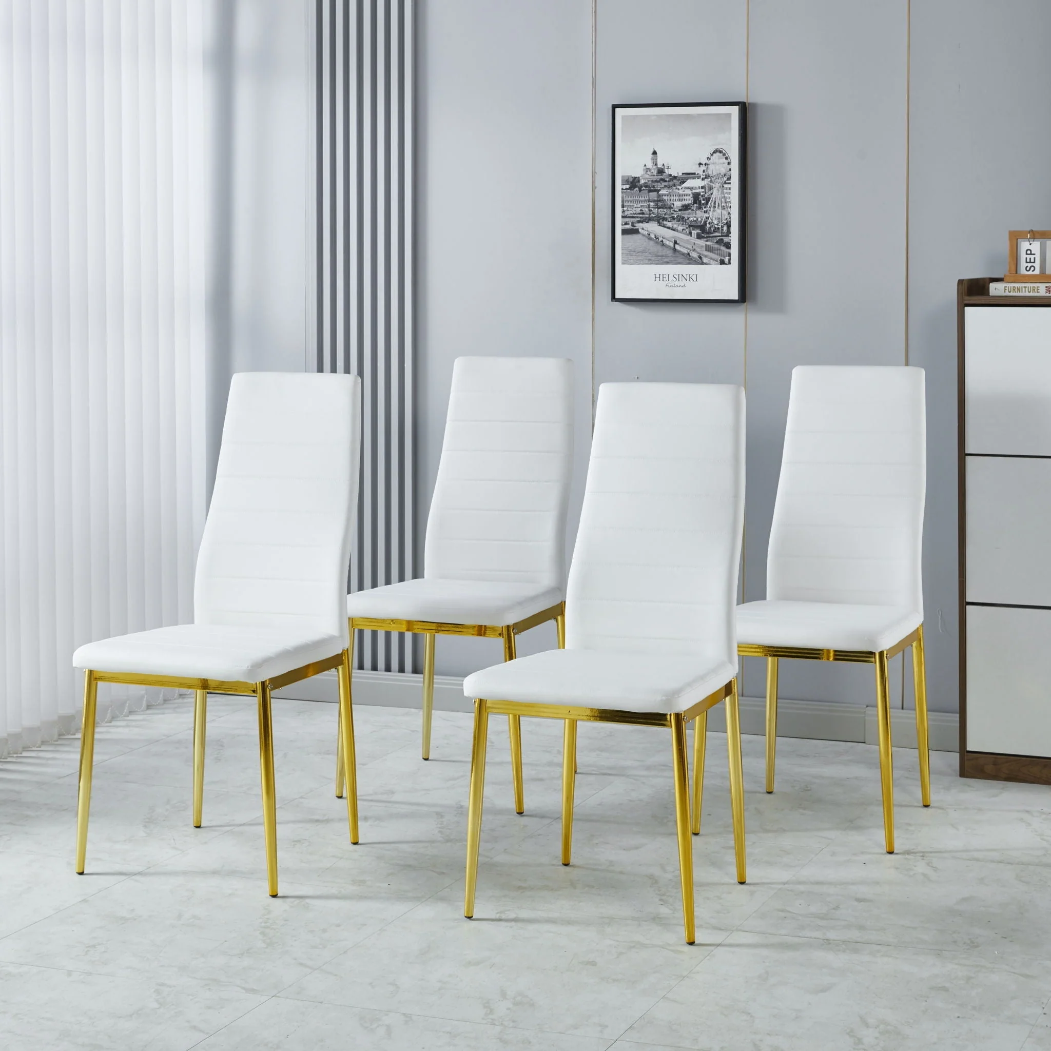 Dining Chair (Set of 4) - Gold / White - Image 2