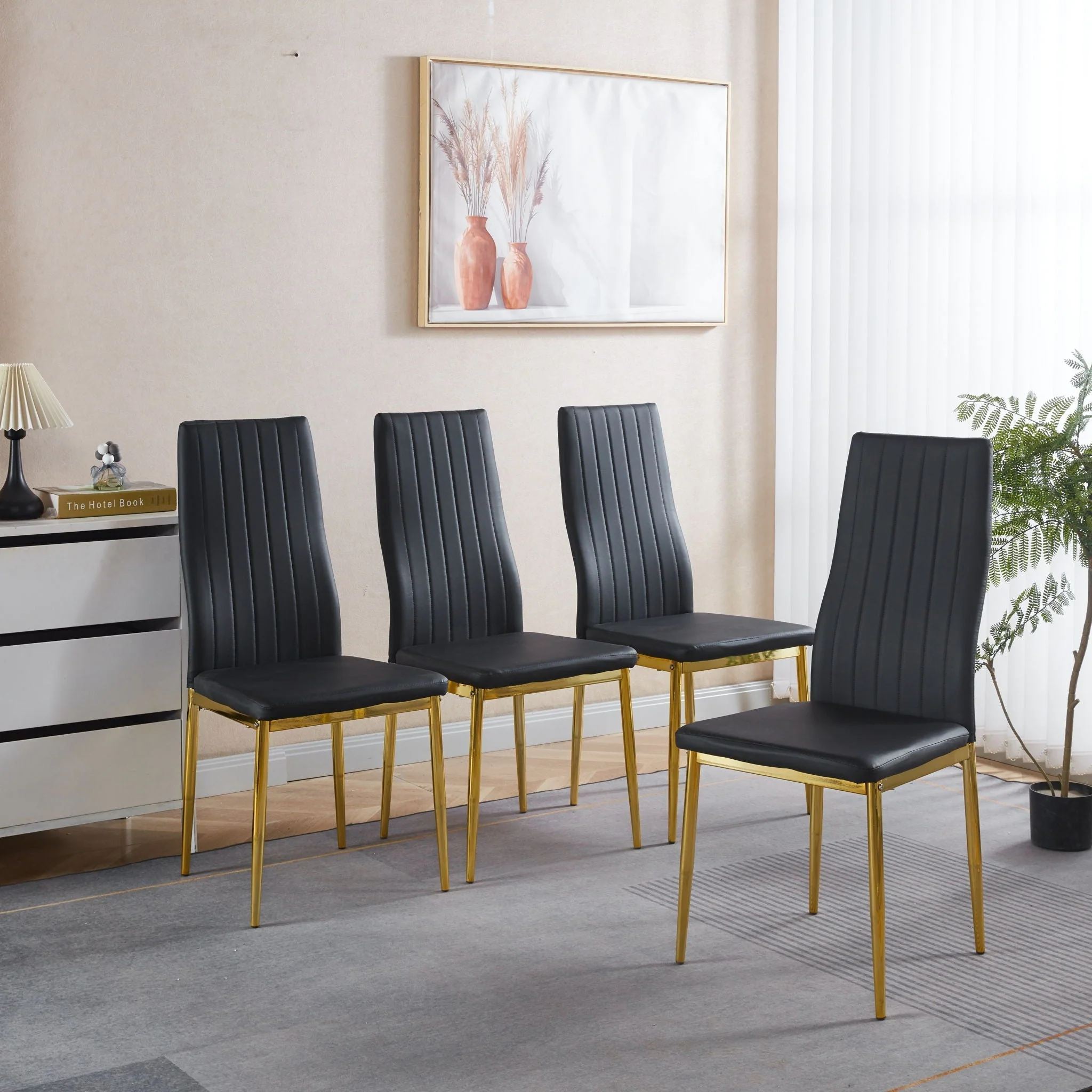 Dining Chair (Set of 4) - Golden Black - Image 3