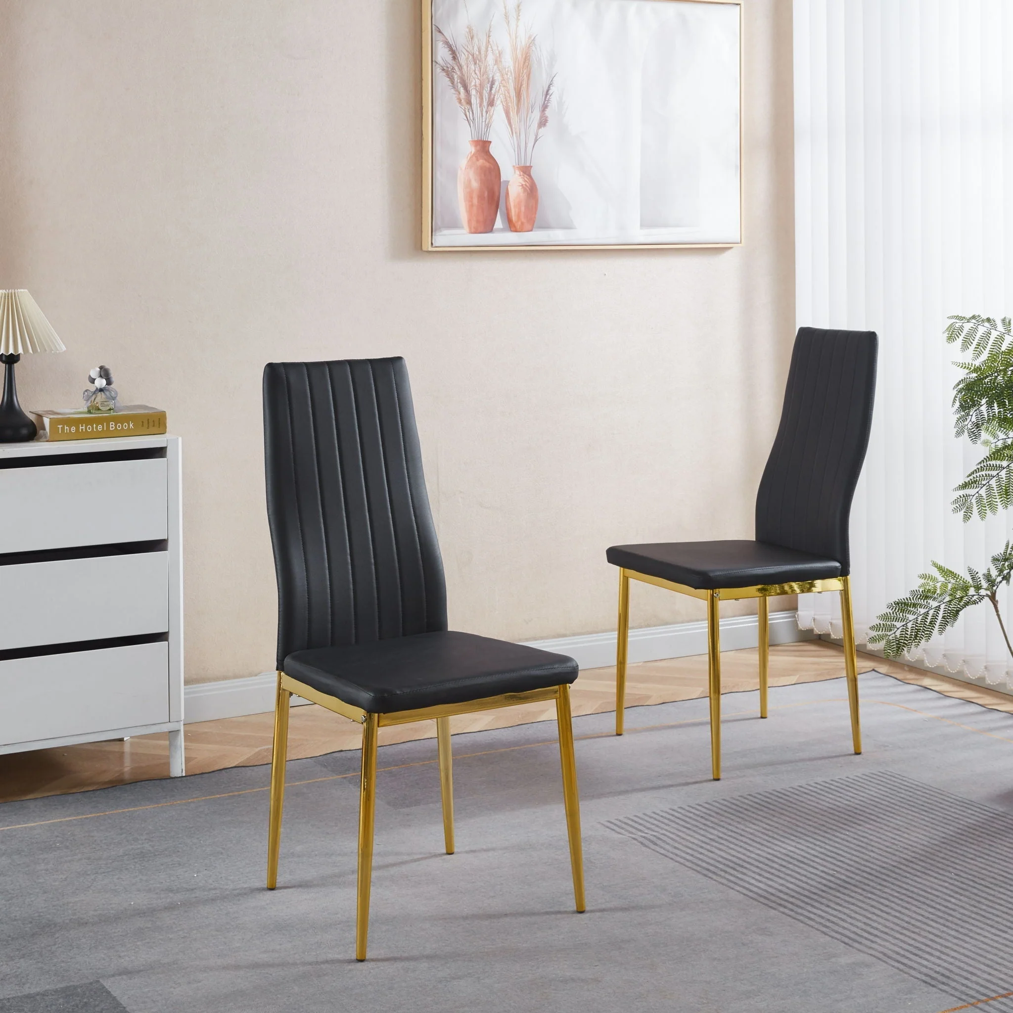 Dining Chair (Set of 4) - Golden Black - Image 4