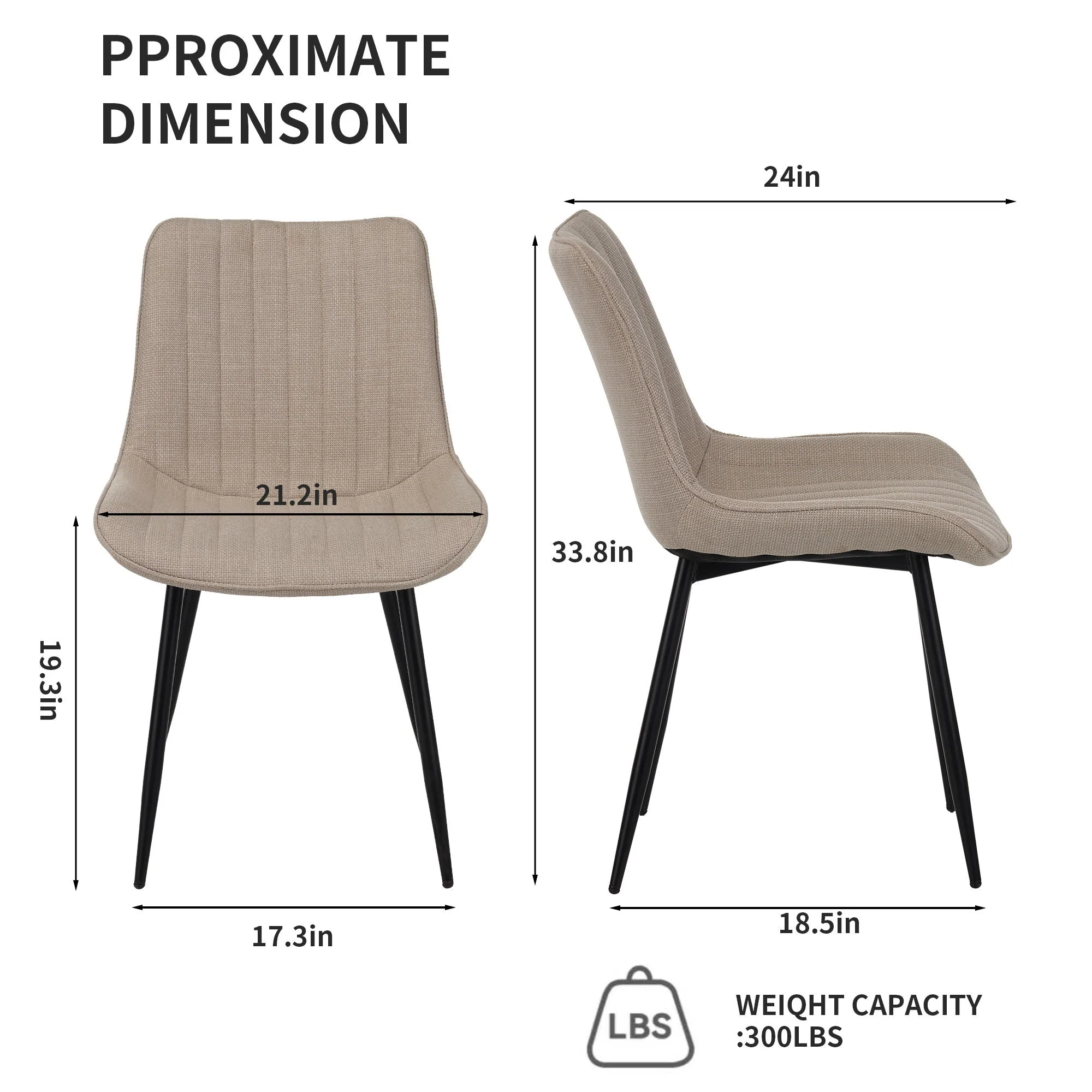 Dining Chair Set with Padded Backrests (Set of 4) - Beige - Image 2