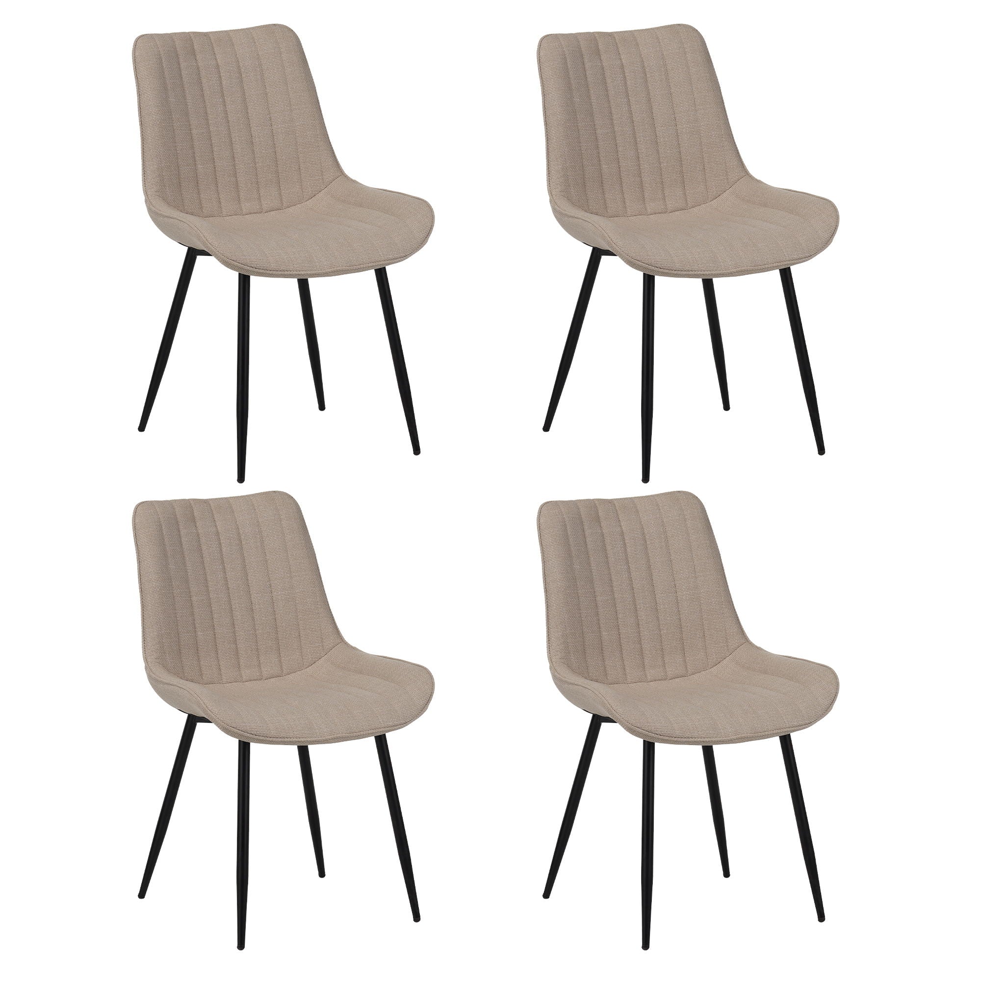 Dining Chair Set with Padded Backrests (Set of 4) - Beige - Image 3