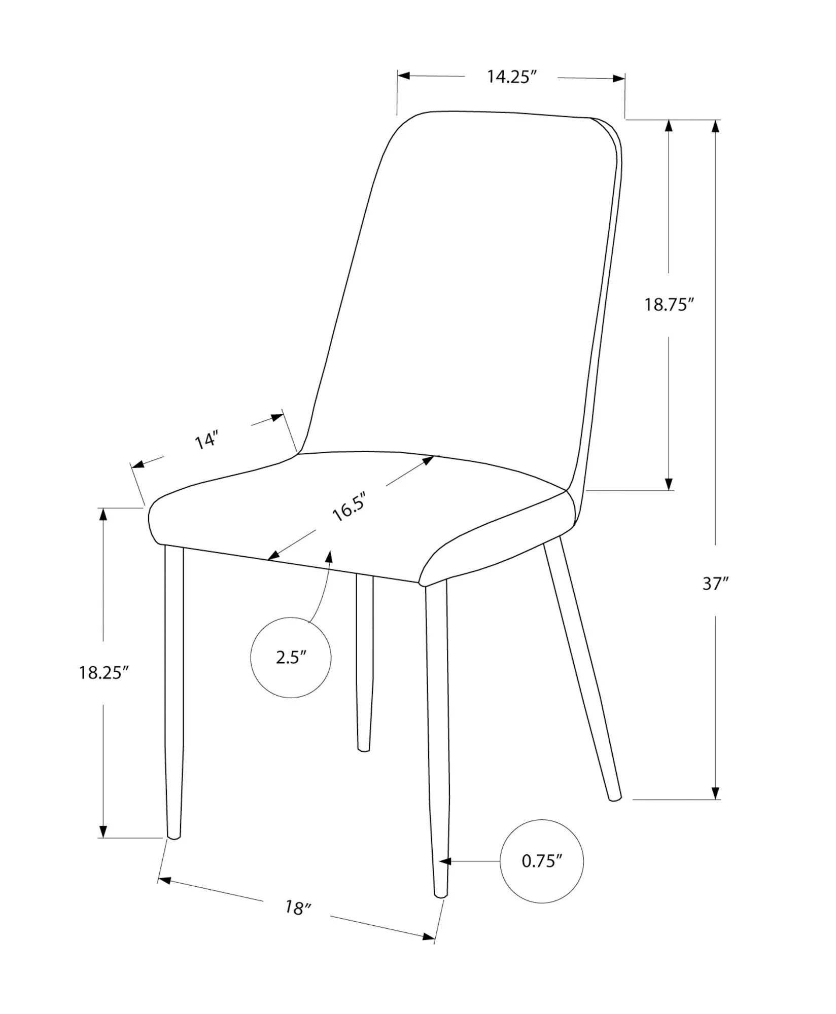 Dining Chair, Side, Upholstered For Dining Room, Contemporary (Set of 2) - Image 3