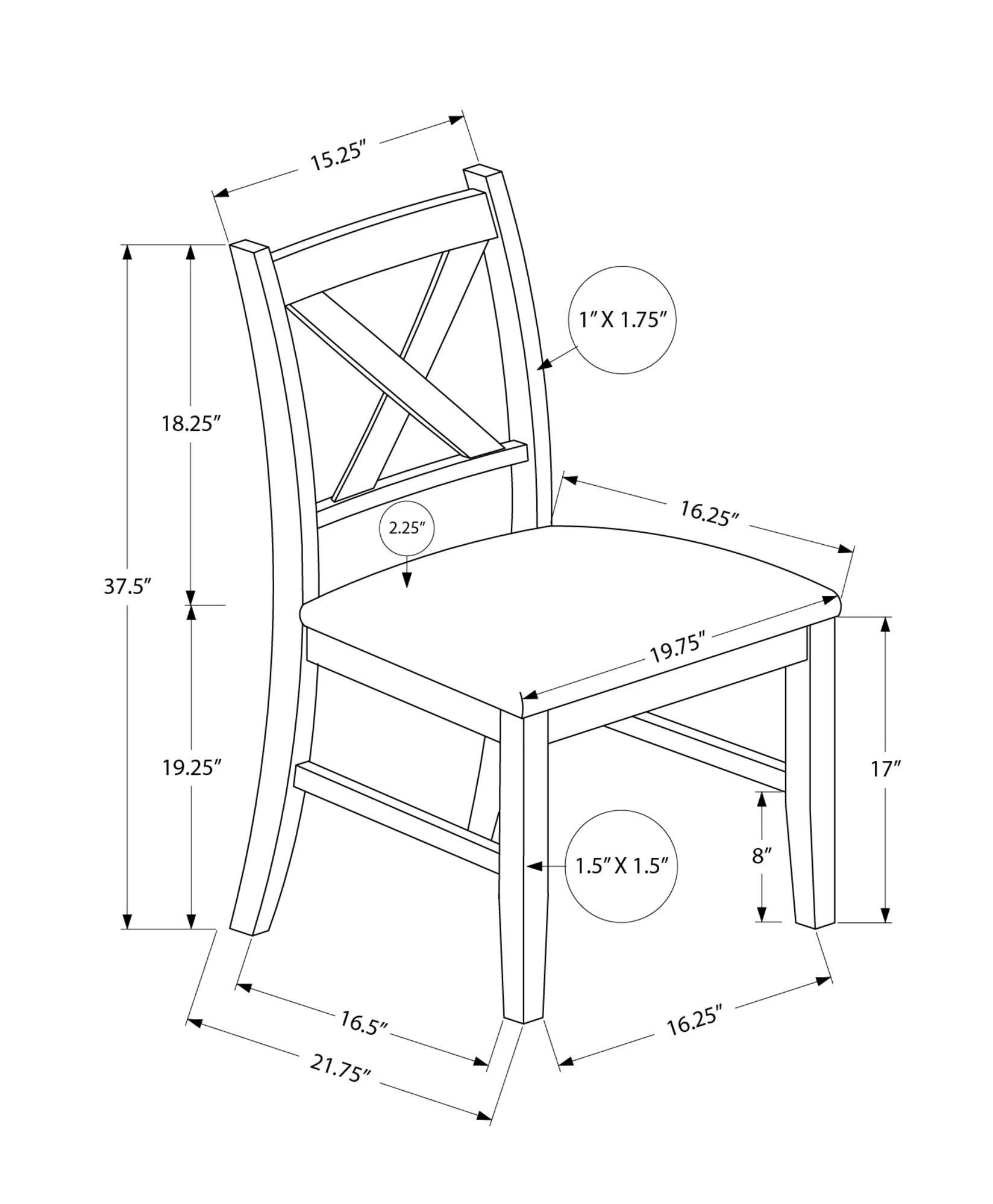 Dining Chair Side, Upholstered For Dining Room, Transitional (Set of 2) - Image 5