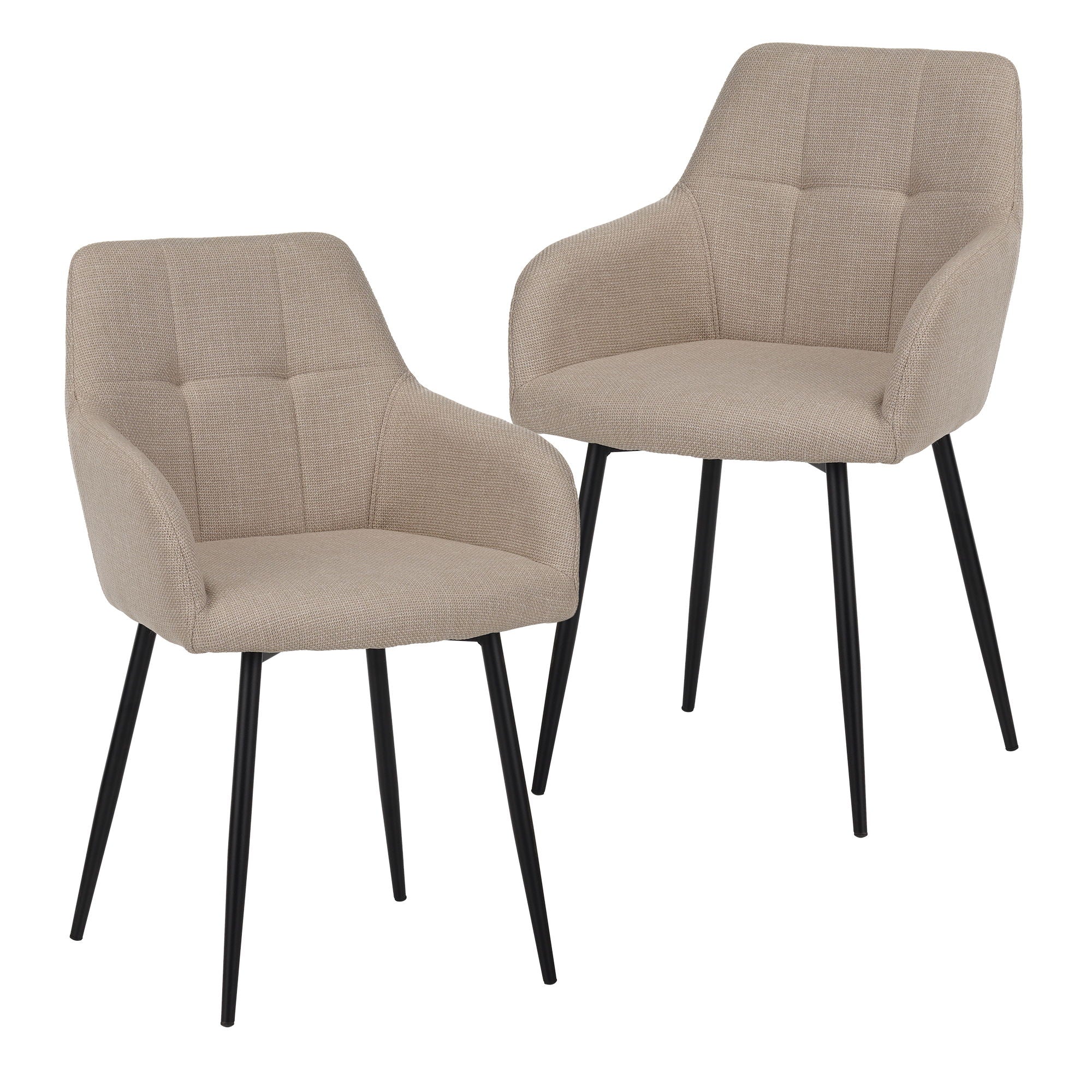 Dining Chair With Backrest And Wide Seat (Set of 2) - Beige - Image 4
