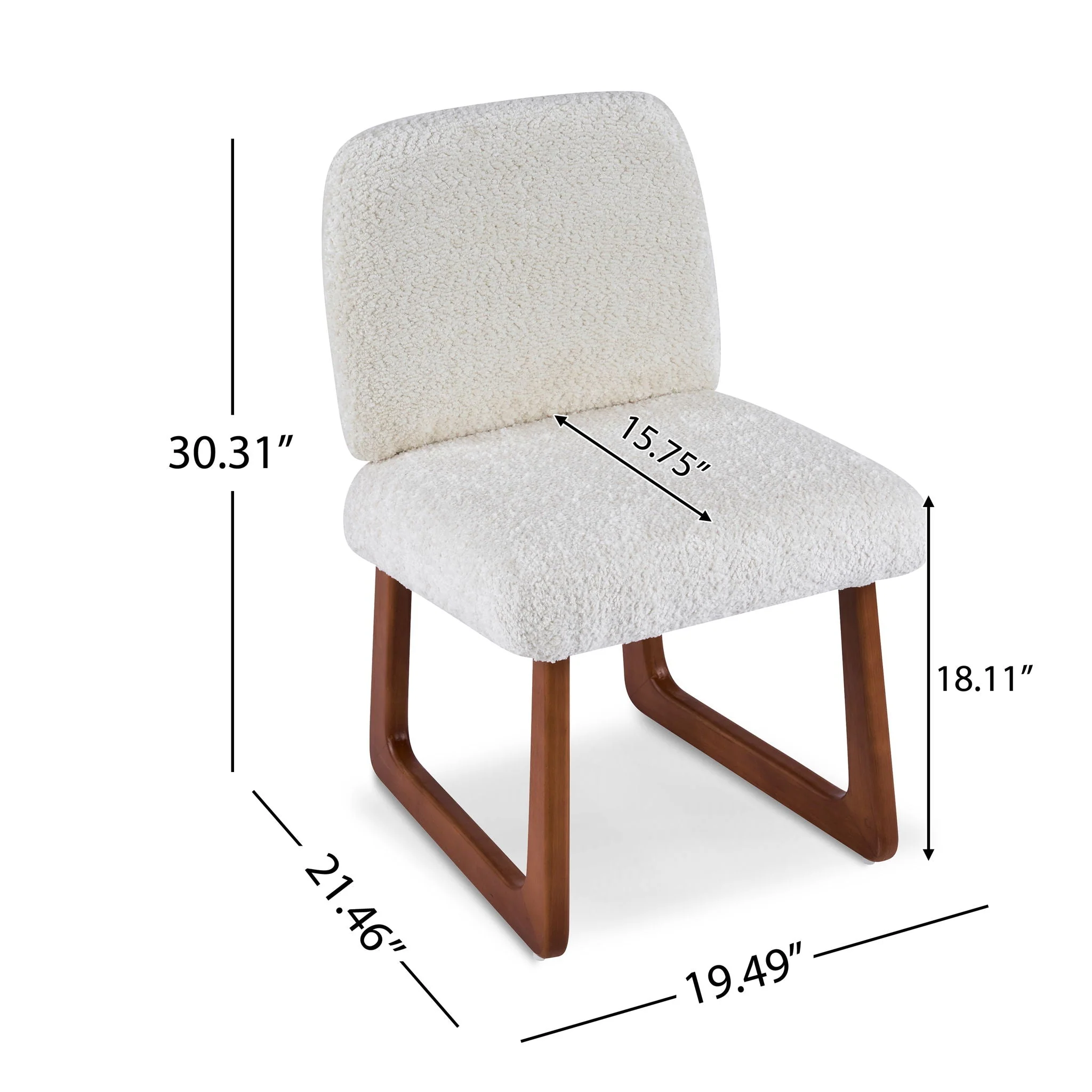 Dining Chair With Curved Legs (Set of 2) - Beige / Brown - Image 4