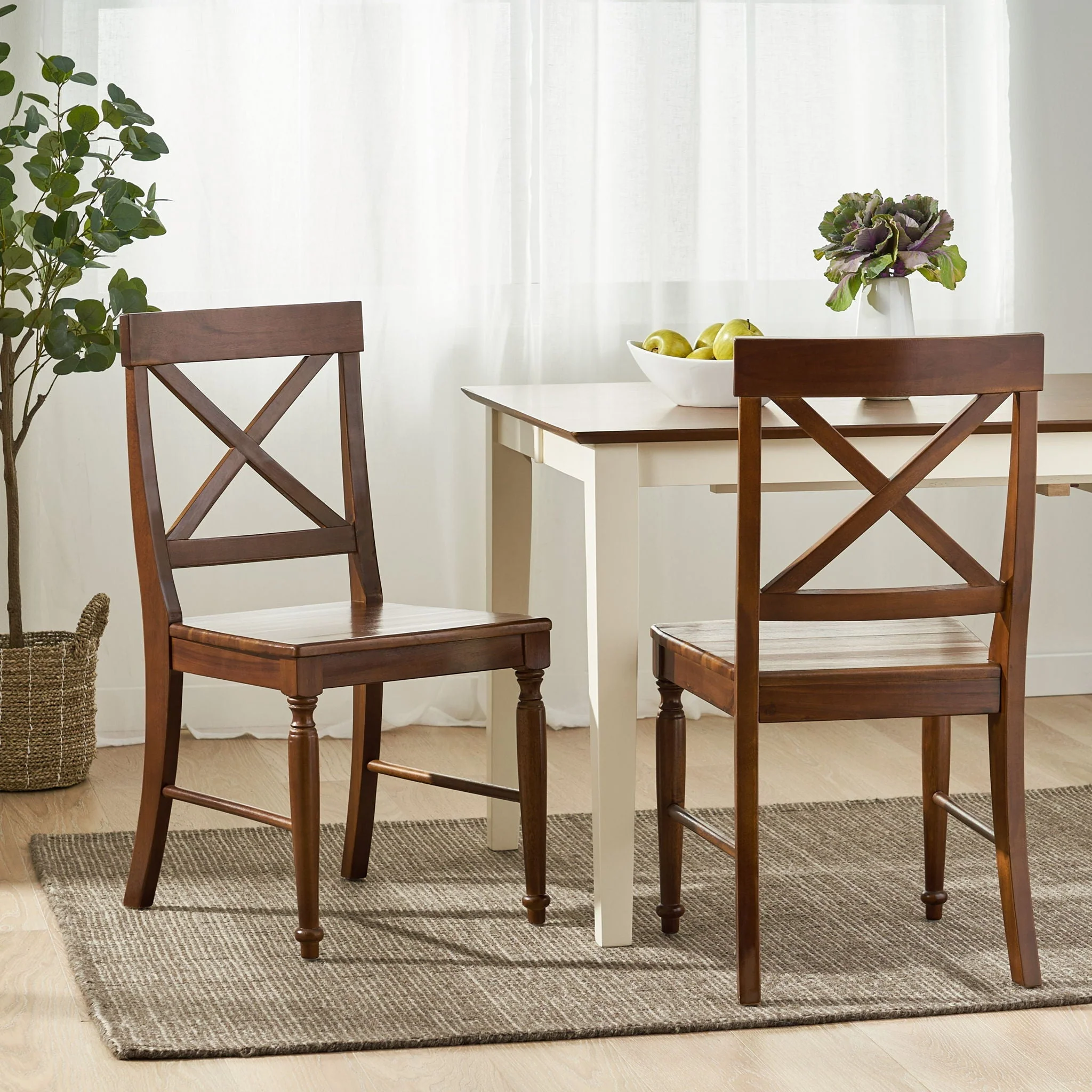 Dining Chair With X Shaped Back (Set of 2) - Image 3