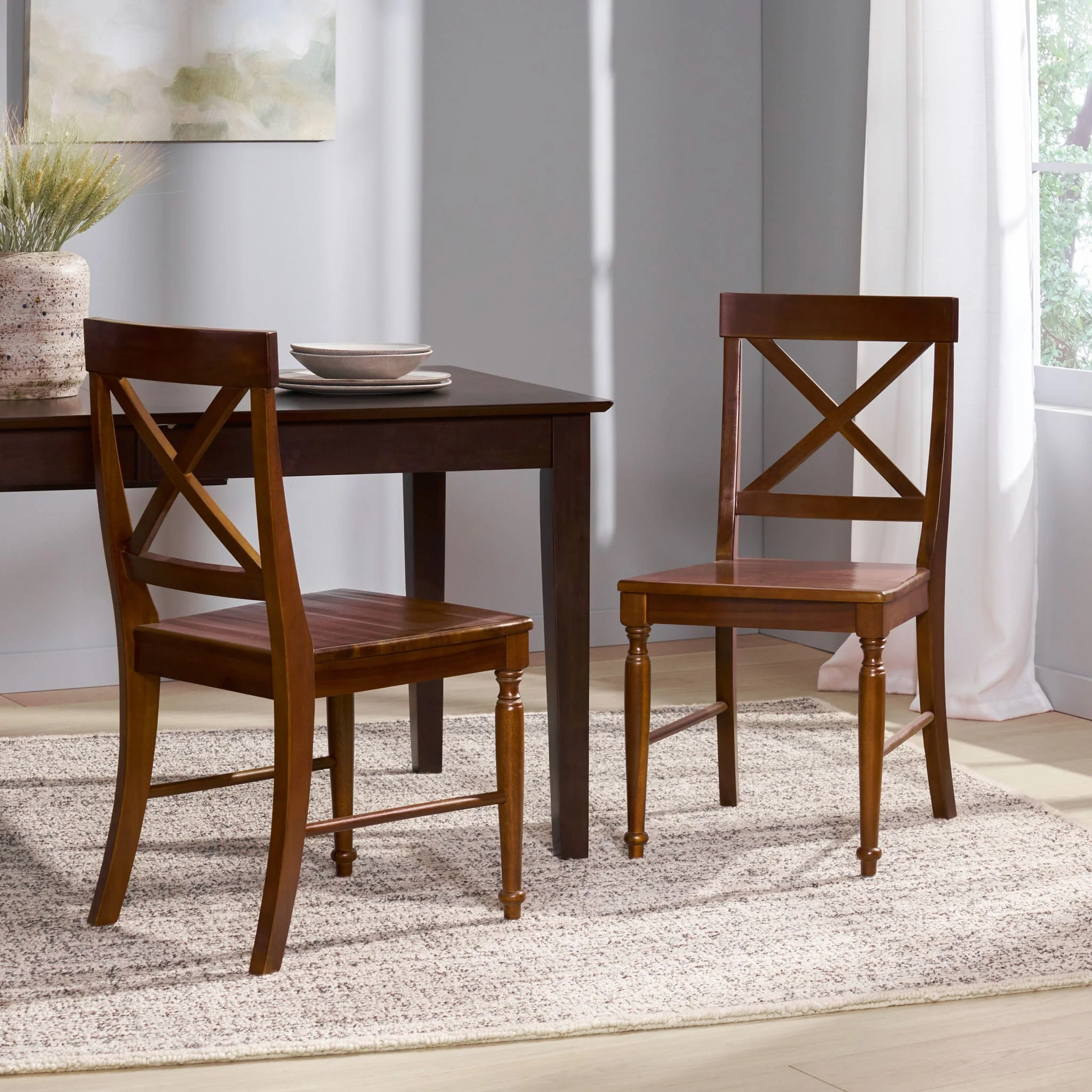 Dining Chair With X Shaped Back (Set of 2) - Image 4