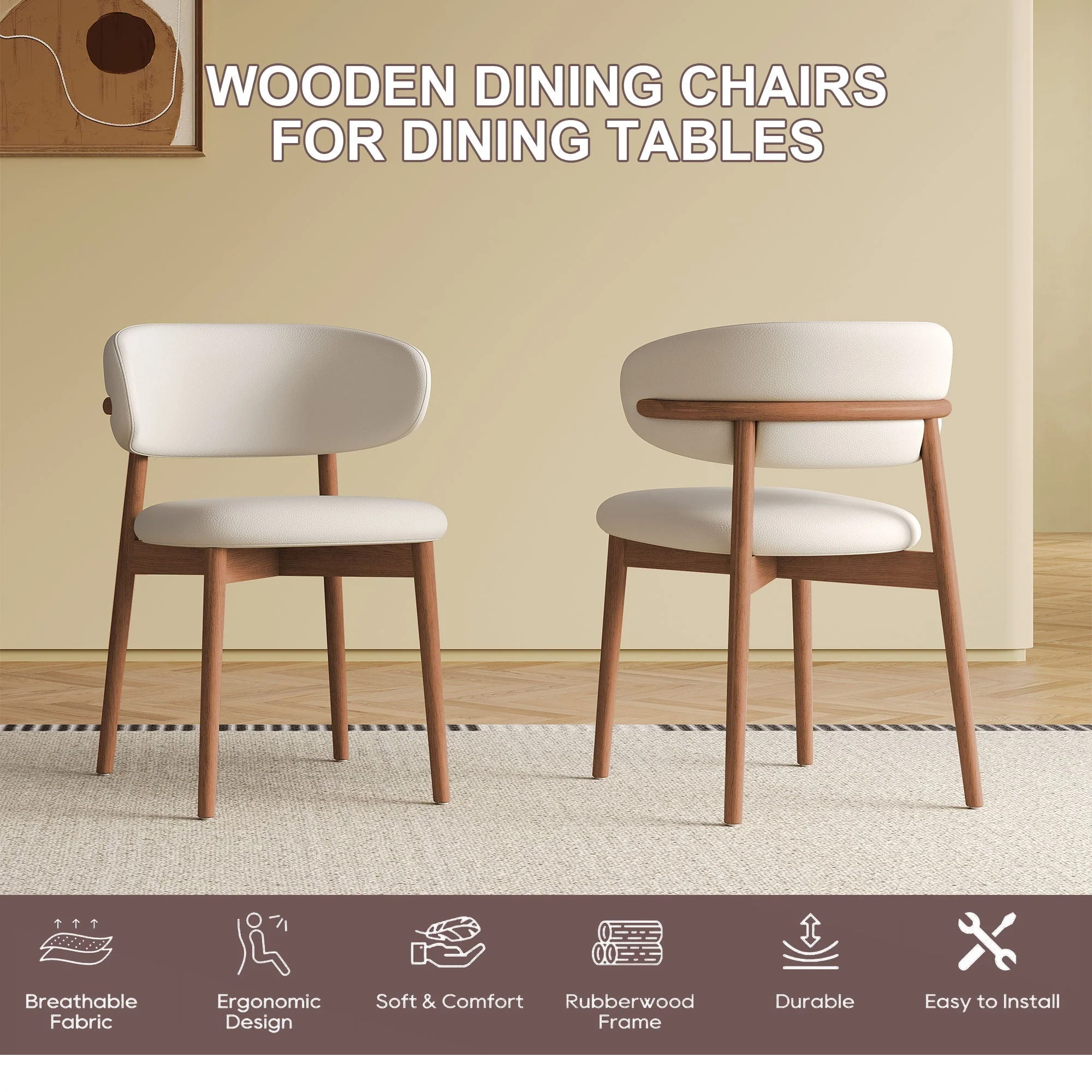 Dining Chairs For Dining Room (Set of 2) - White - Image 2