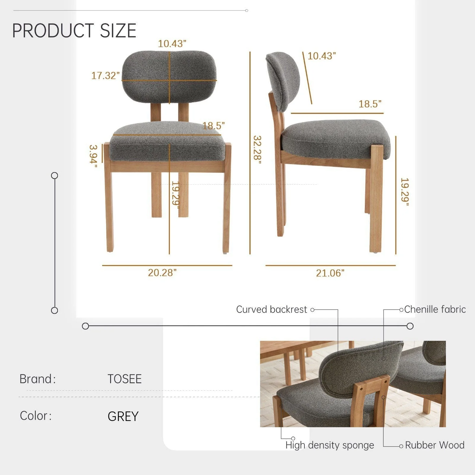 Dining Chairs With Ergonomic Backrest And Adjustable Feet (Set of 2) - Image 10