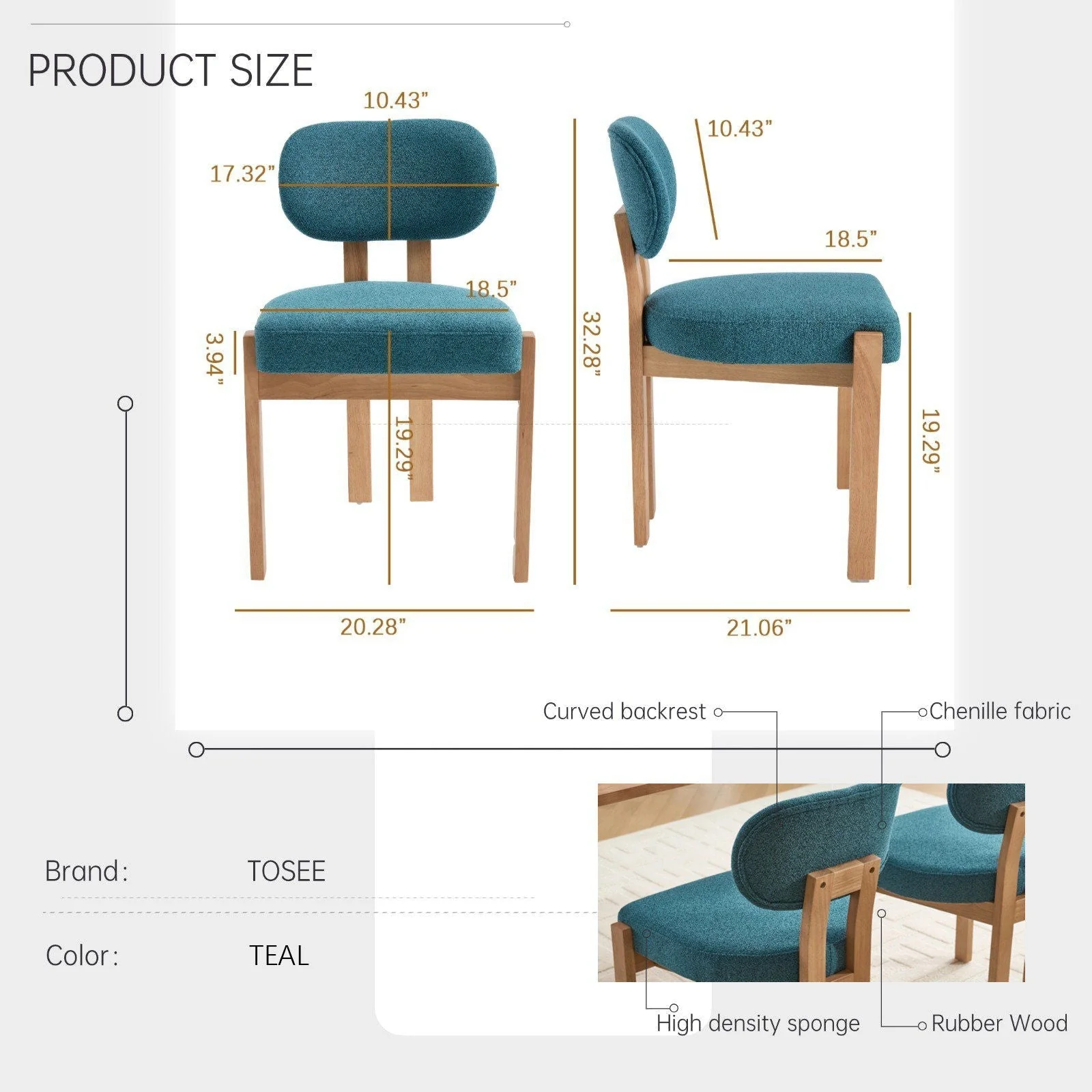 Dining Chairs With Ergonomic Backrest And Adjustable Feet (Set of 2) - Image 8