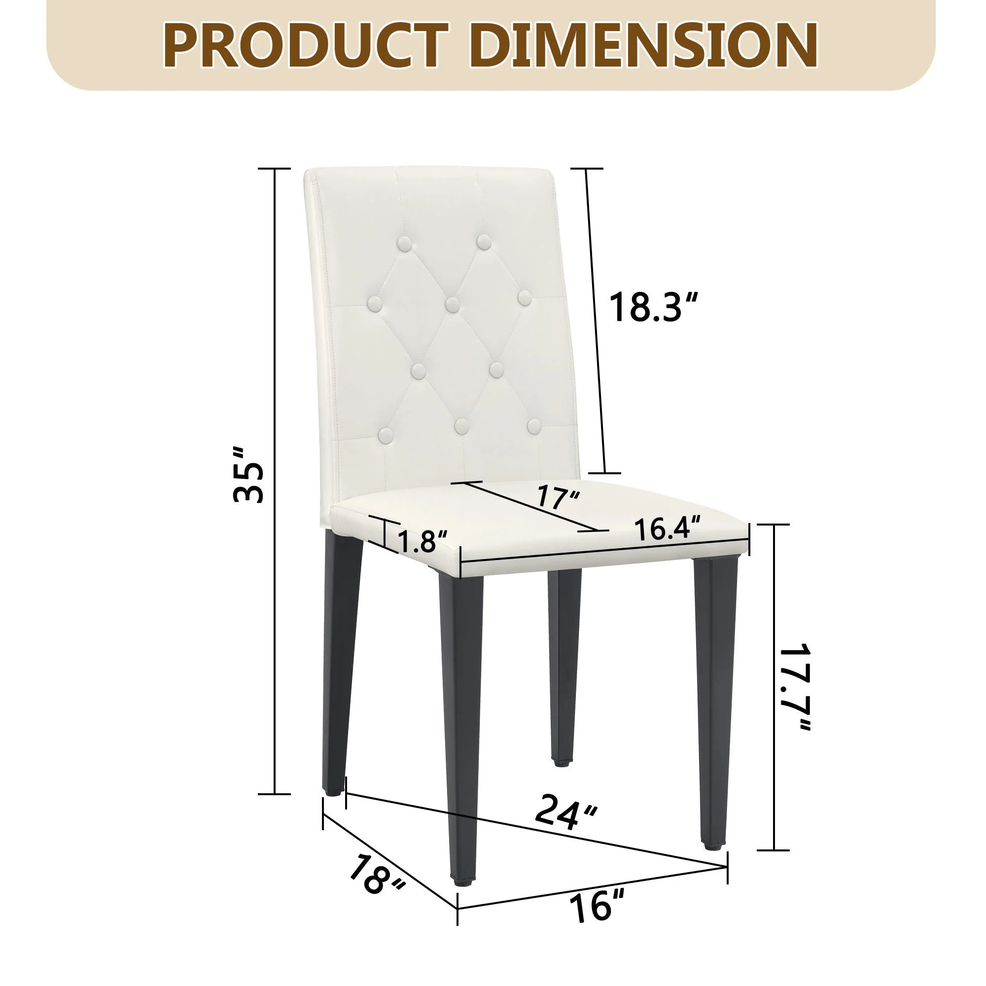 Dining Chairs with Ergonomic Buckle Backrest for Family Dining Rooms - Image 3