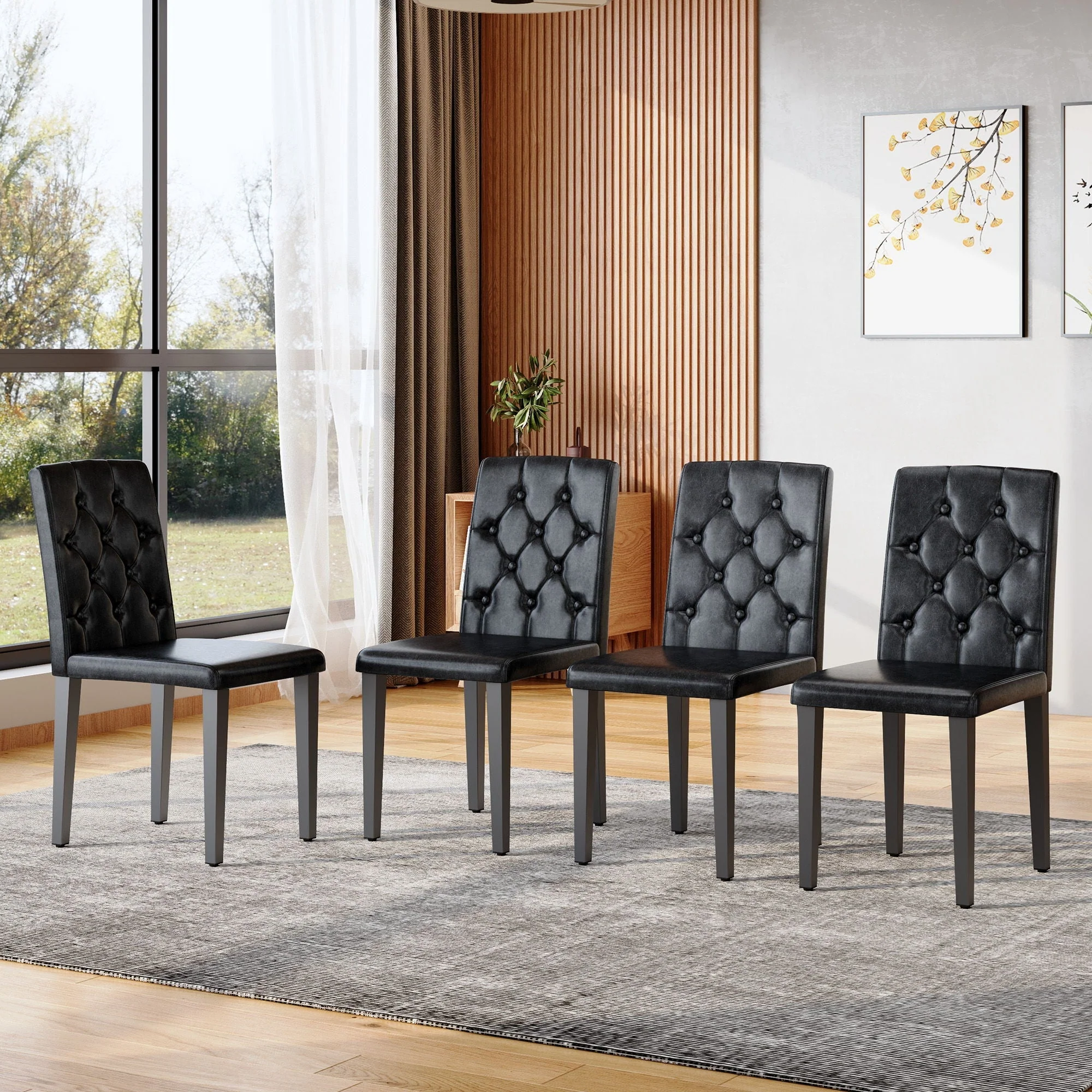Dining Chairs with Ergonomic Buckle Backrest for Family Dining Rooms - Image 4