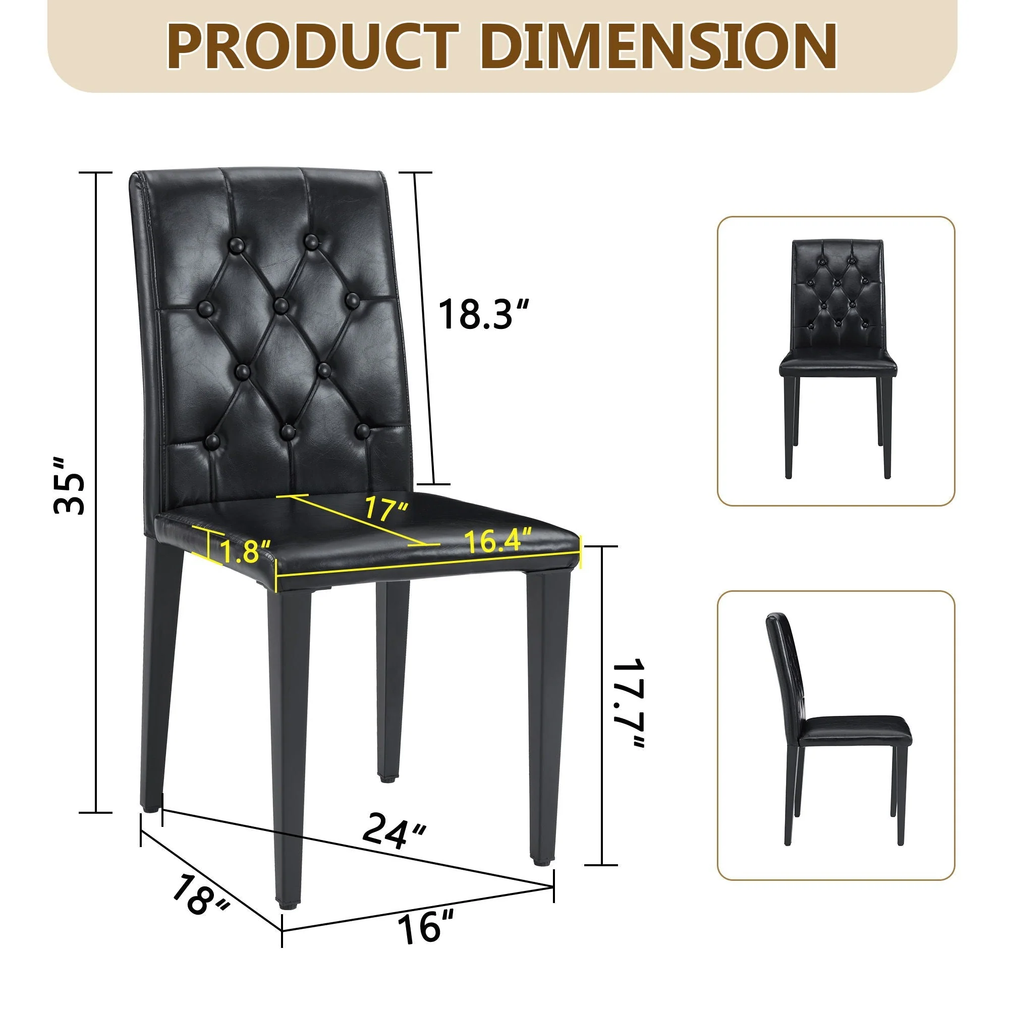 Dining Chairs with Ergonomic Buckle Backrest for Family Dining Rooms - Image 7