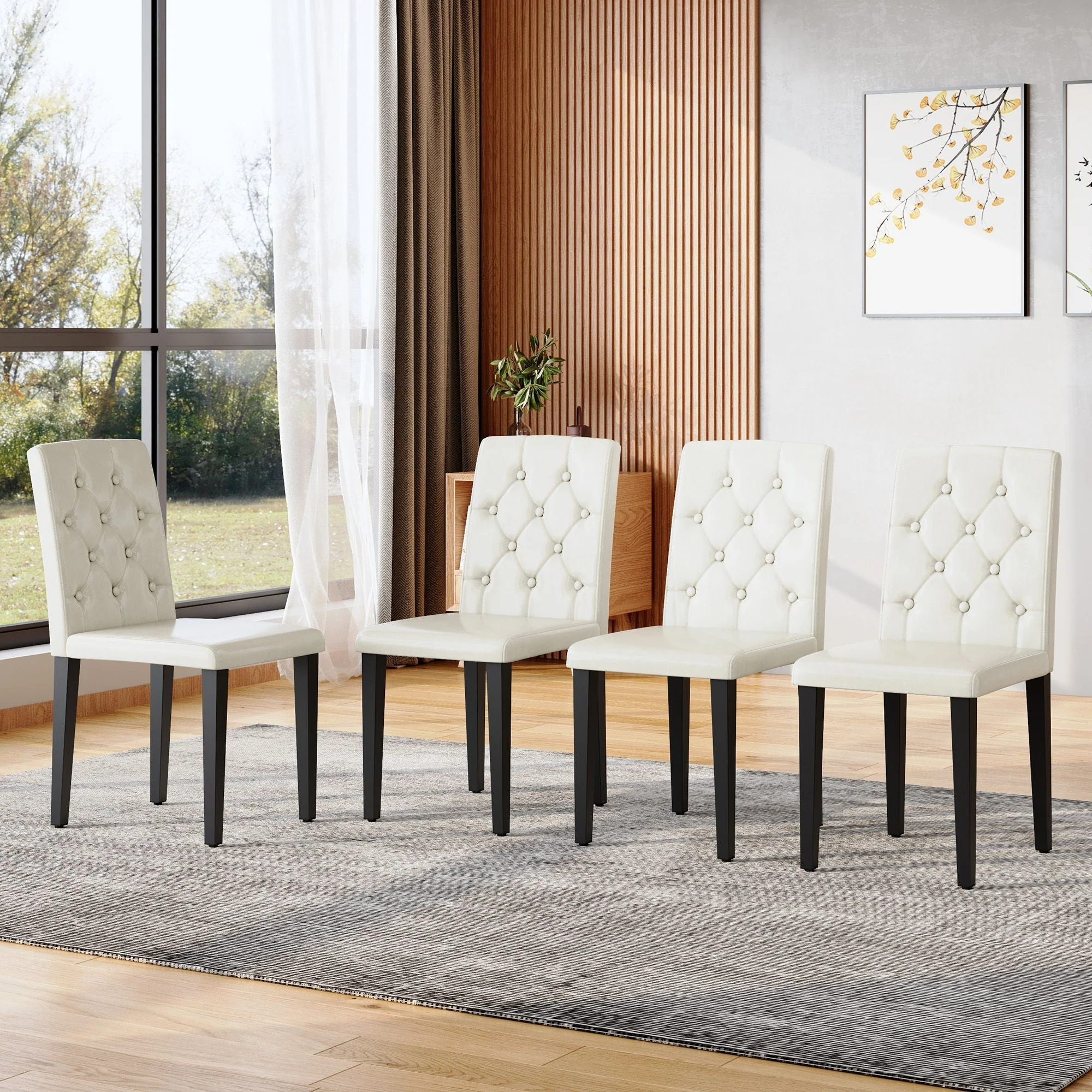 Dining Chairs with Ergonomic Buckle Backrest for Family Dining Rooms - Image 8