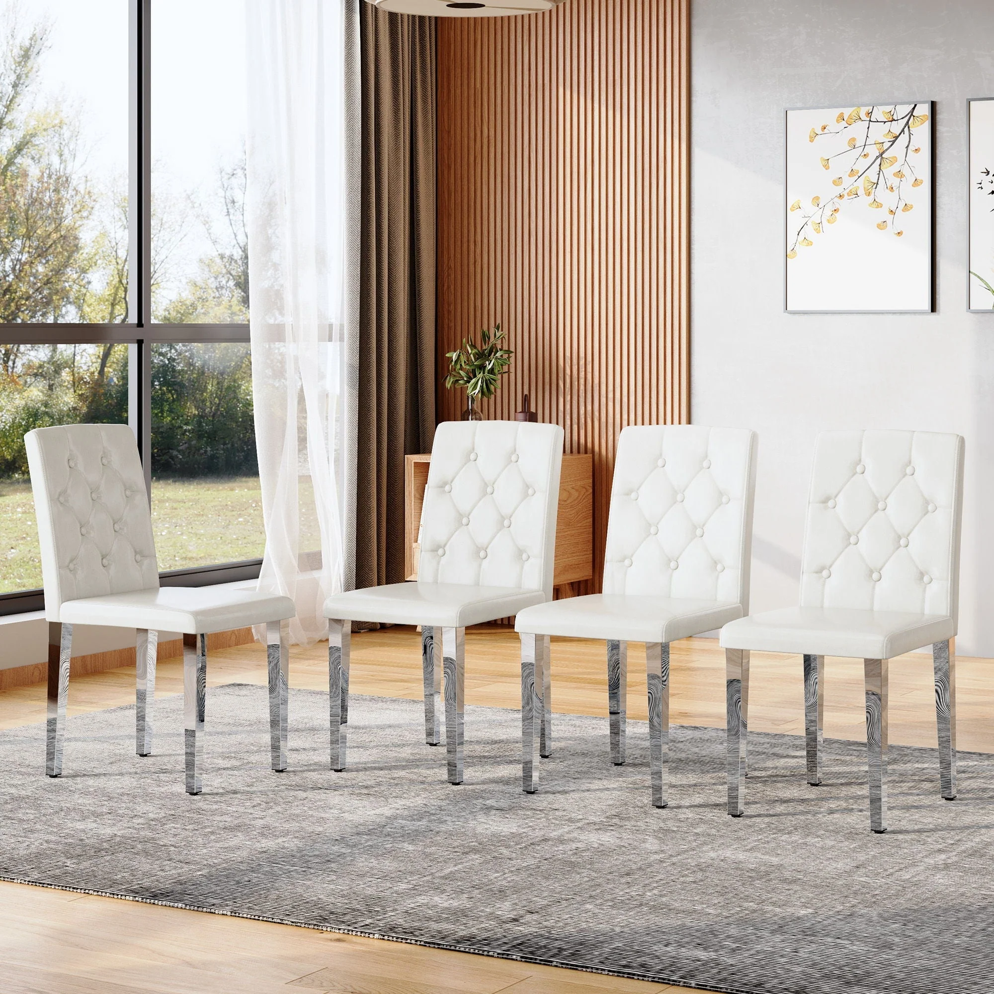 Dining Chairs With Ergonomic Buckle Backrest For Home - Image 3