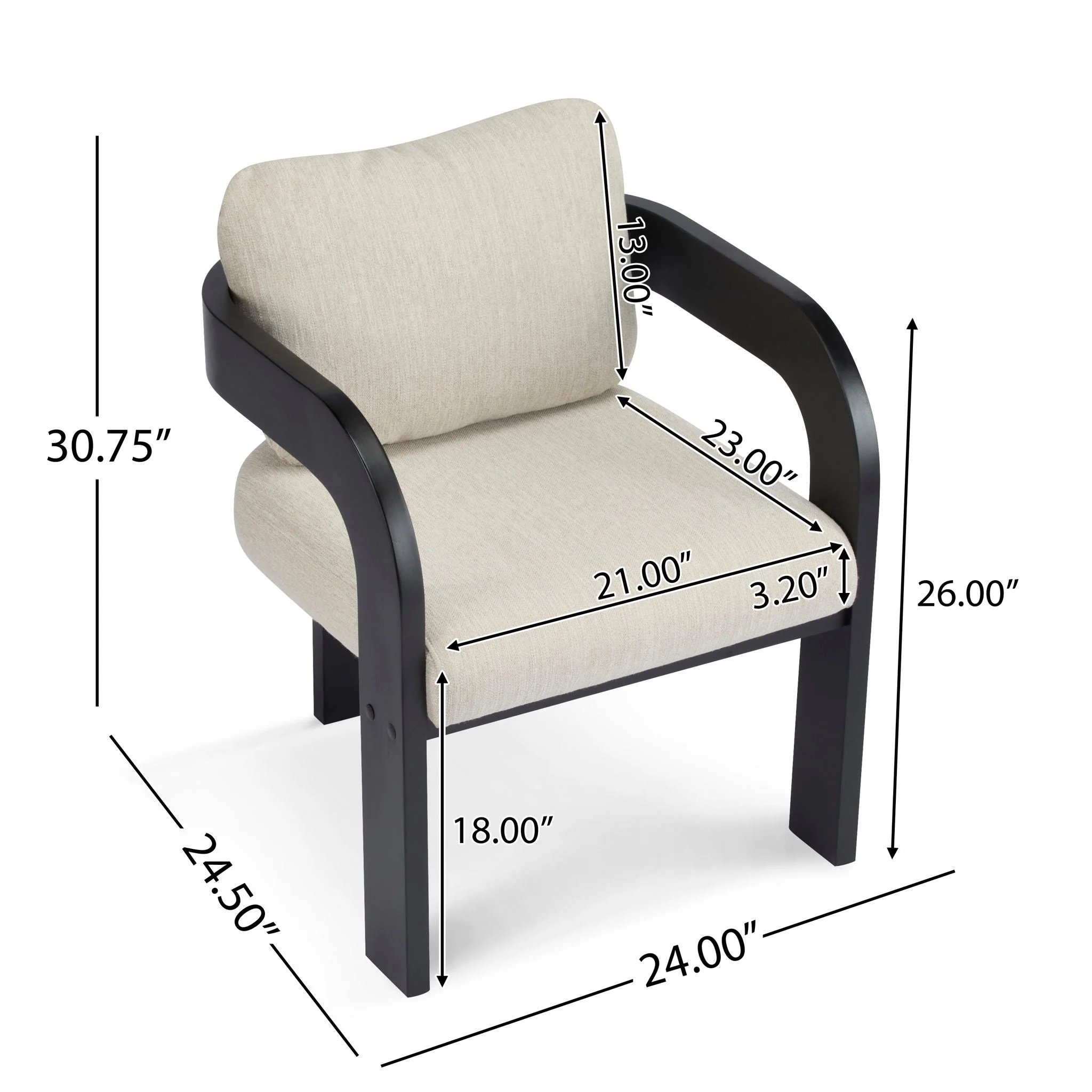 Dining Chairs With Pillow Back (Set of 2) - Beige / Black - Image 3