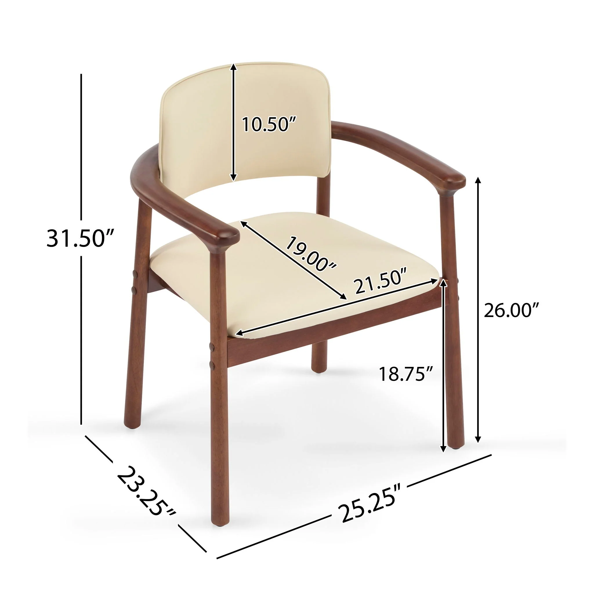Dining Room Chairs, Ideal For Home & Kitchen (Set of 2) - Beige / Dark Walnut - Image 2