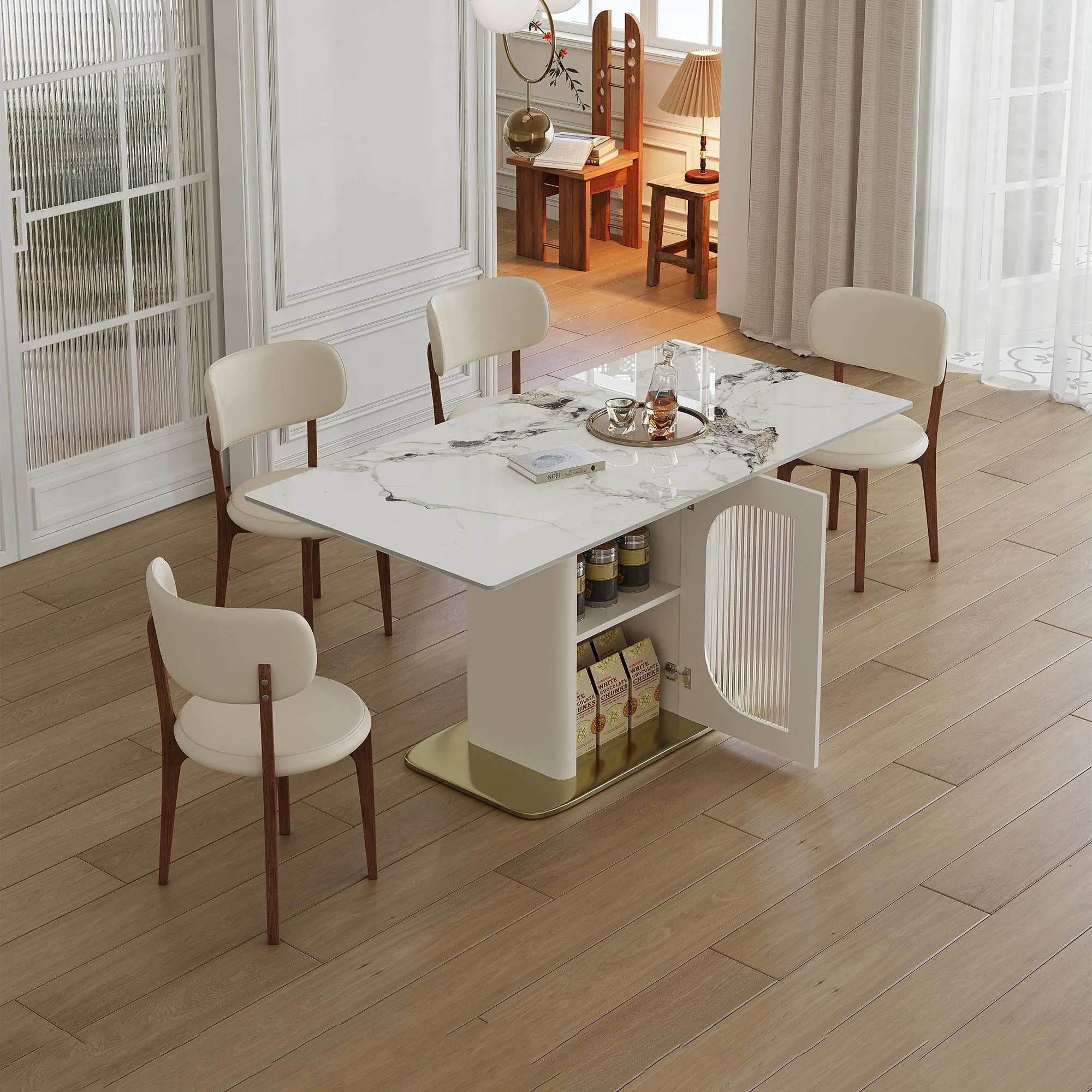 Dining Table Set With Storage, Includes Chairs For Kitchen - Image 5