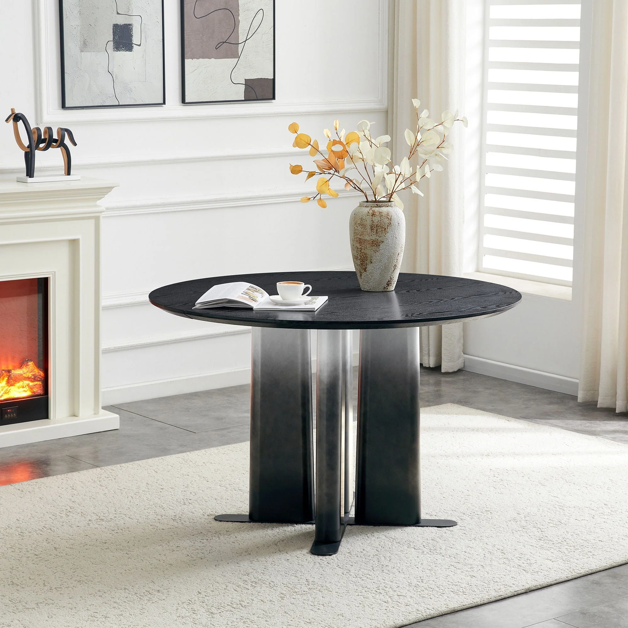 Dining Table With Gradient Legs - Black - Image 3