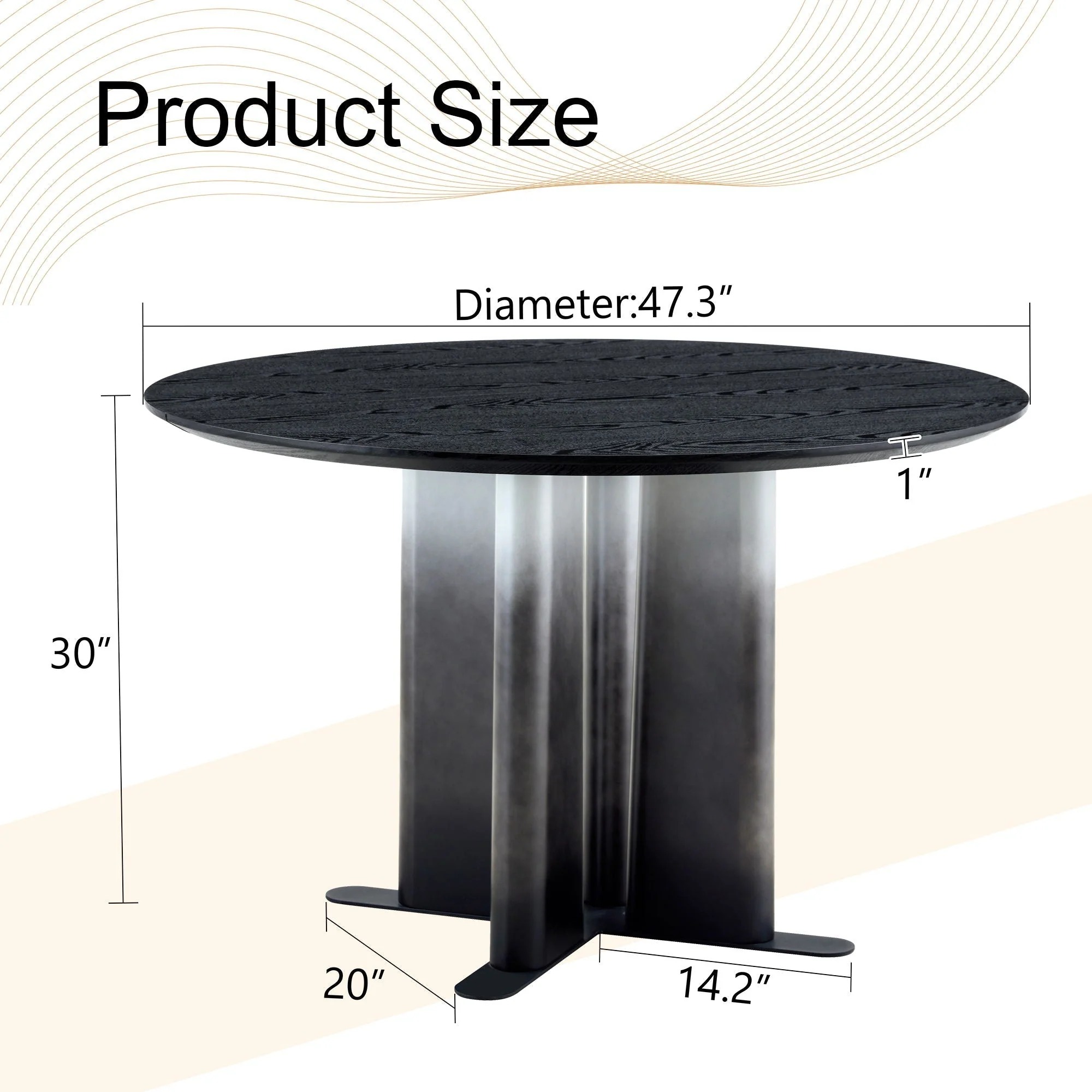 Dining Table With Gradient Legs - Black - Image 4