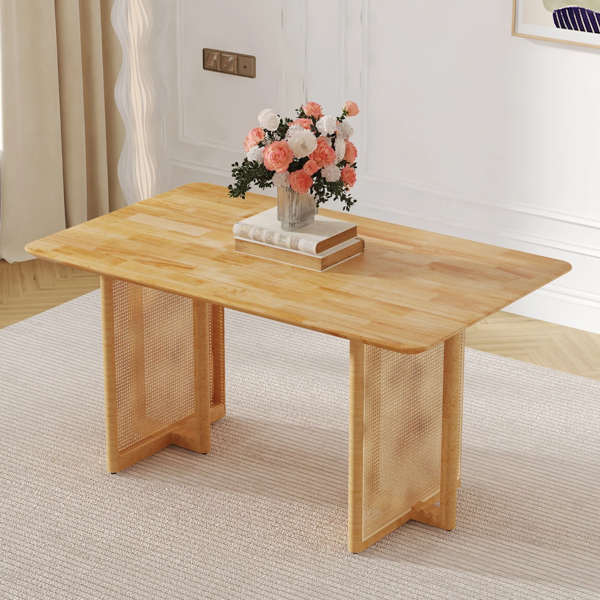 Dining Table With Imitation Rattan Design For Dining Room - Image 4