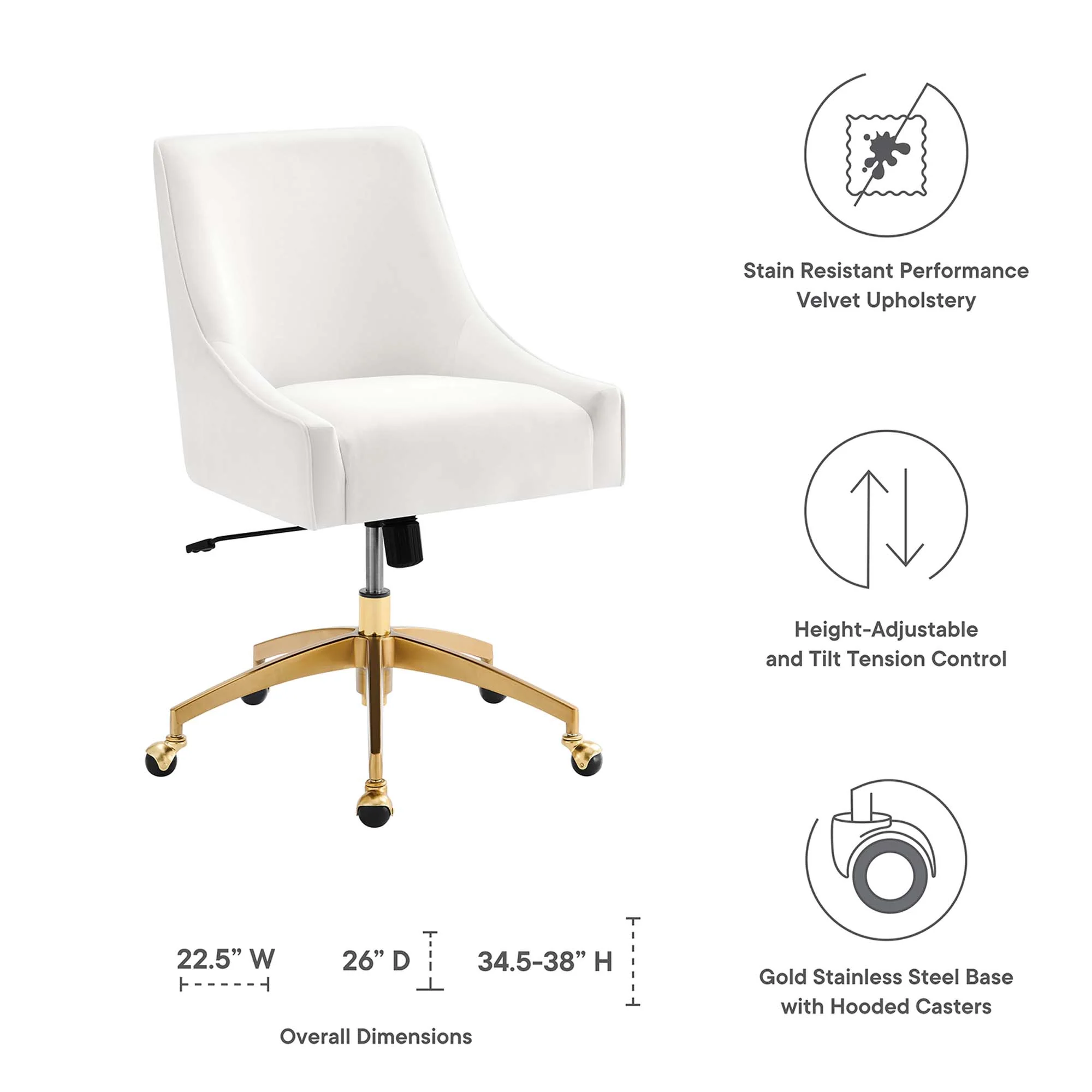 Discern Performance Velvet Office Chair by Modway - Image 2