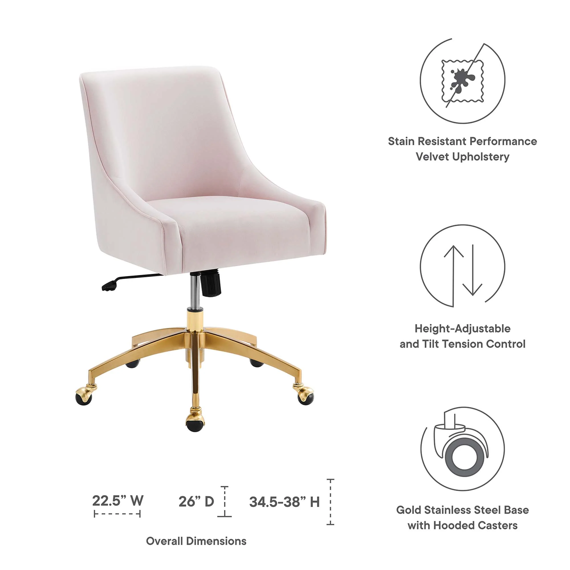 Discern Performance Velvet Office Chair by Modway - Image 23