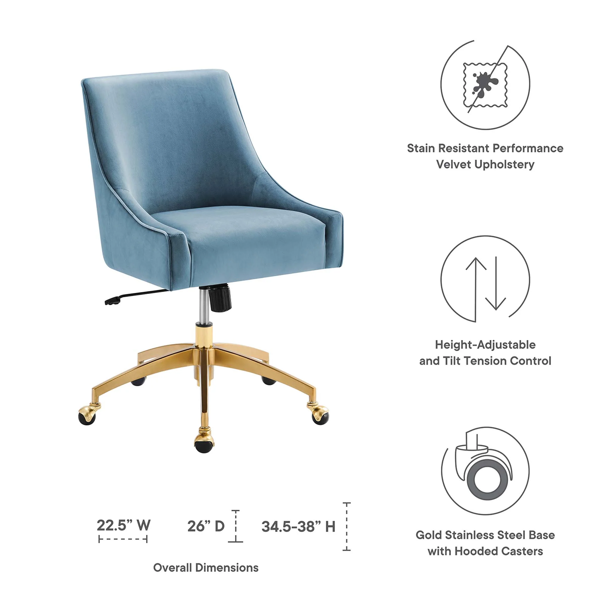 Discern Performance Velvet Office Chair by Modway - Image 24