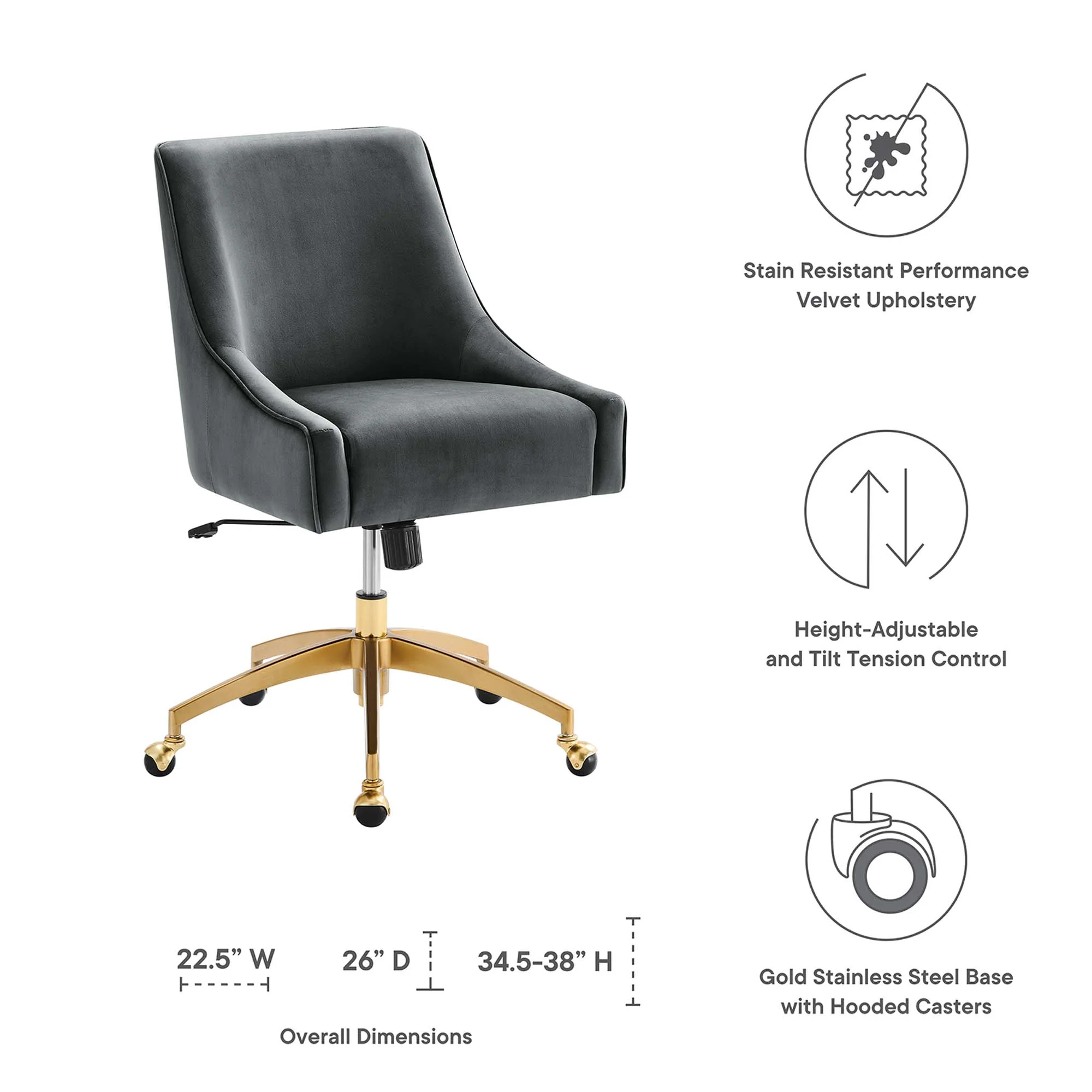 Discern Performance Velvet Office Chair by Modway - Image 25